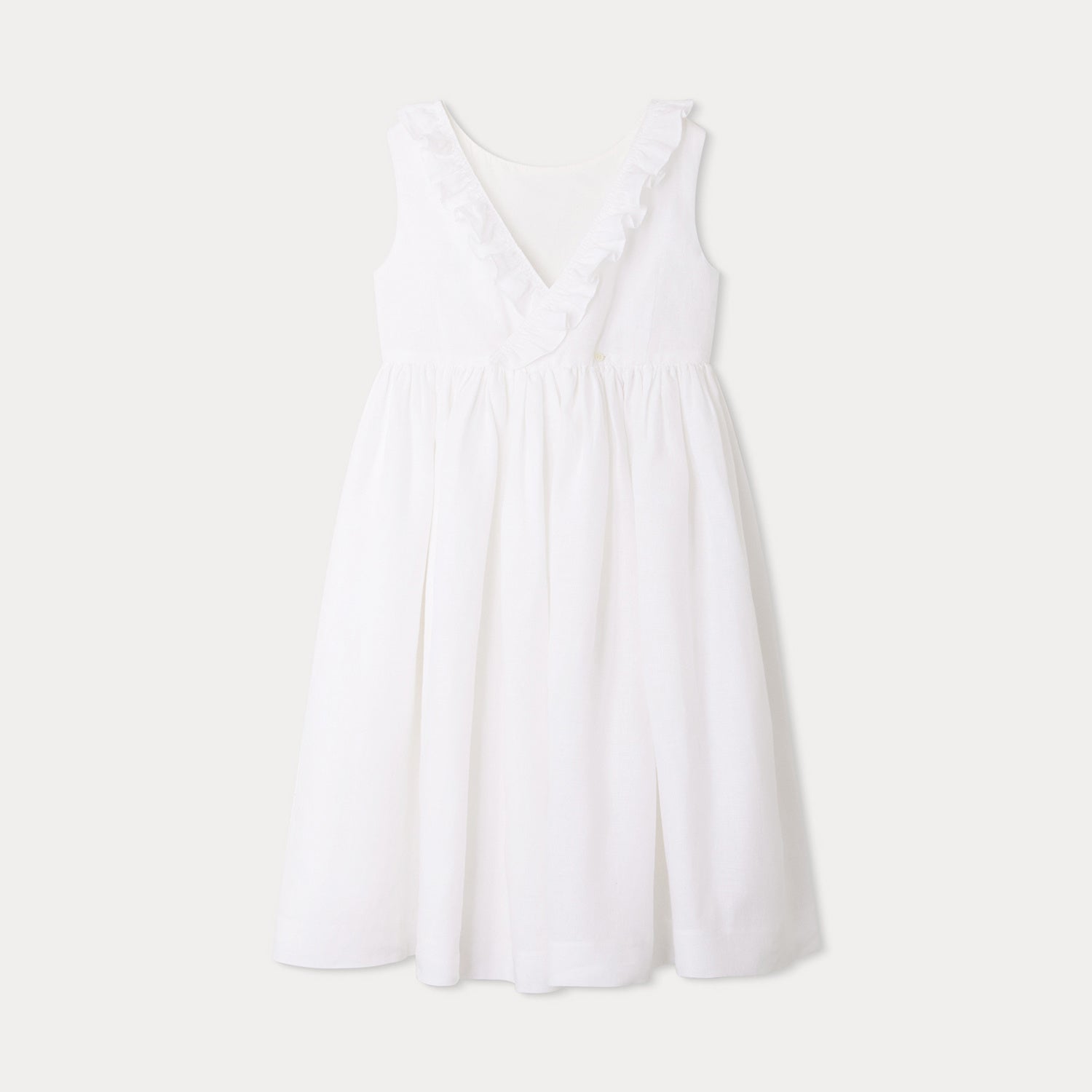 Girls White Linen Dress
