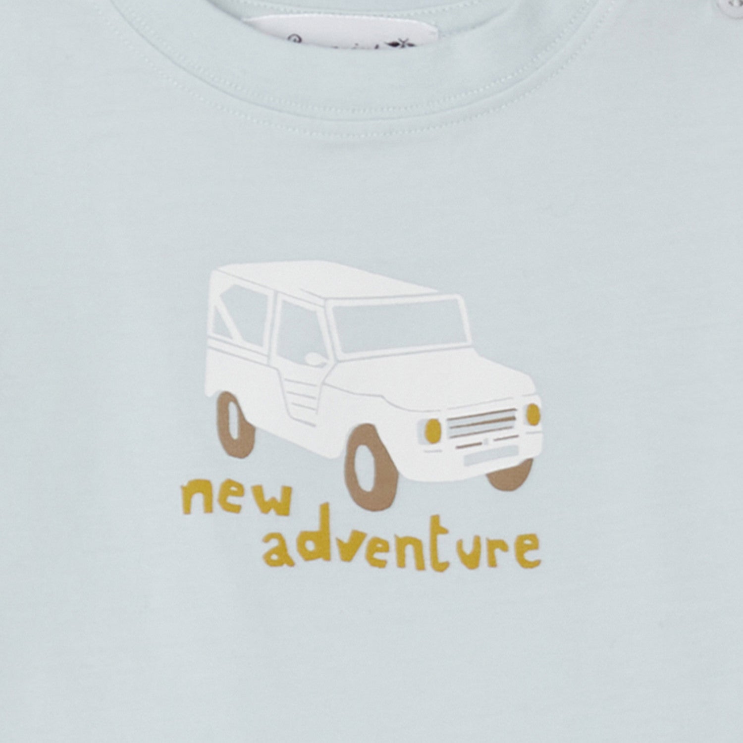 Baby Boys Light Blue Printed Cotton T-Shirt