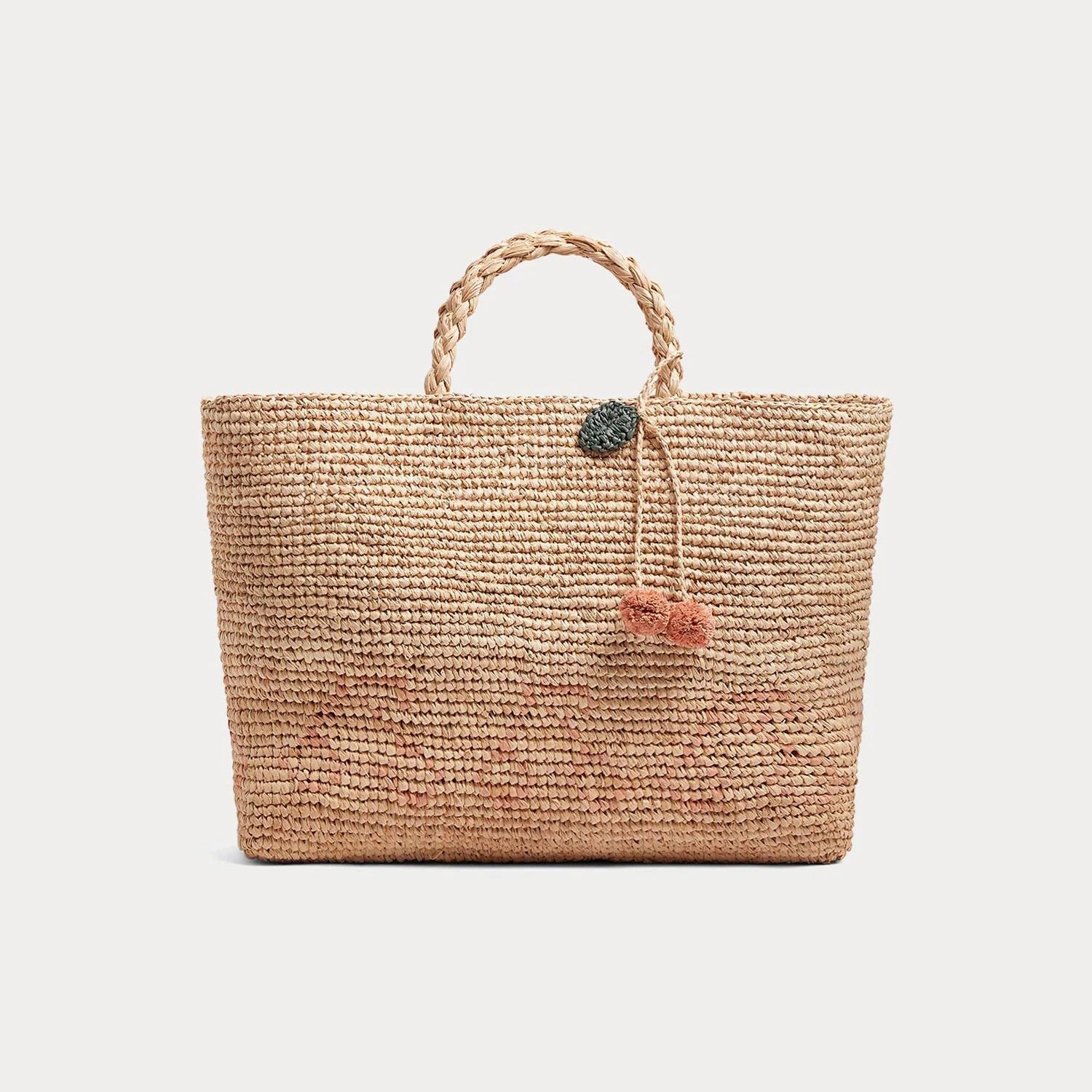 Girls Beige Raffia Handbag(41x11x25cm)