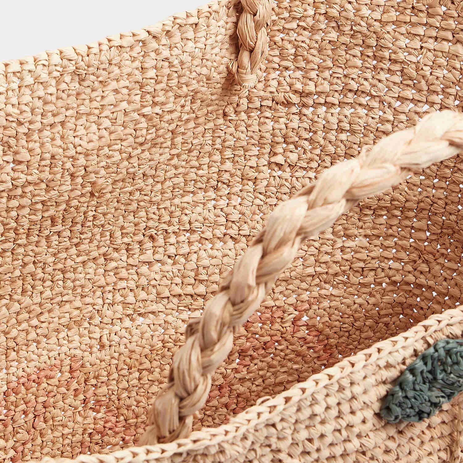 Girls Beige Raffia Handbag(41x11x25cm)