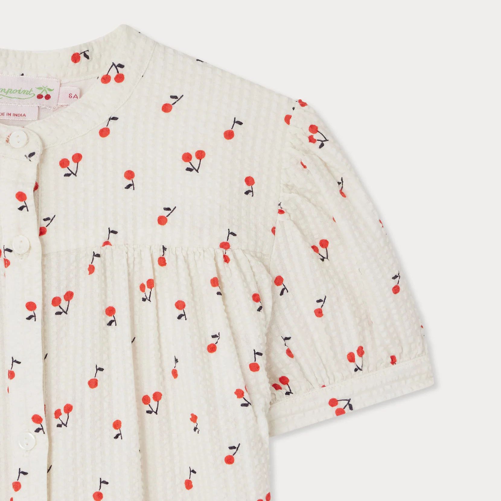 Girls White Cherry Cotton Dress