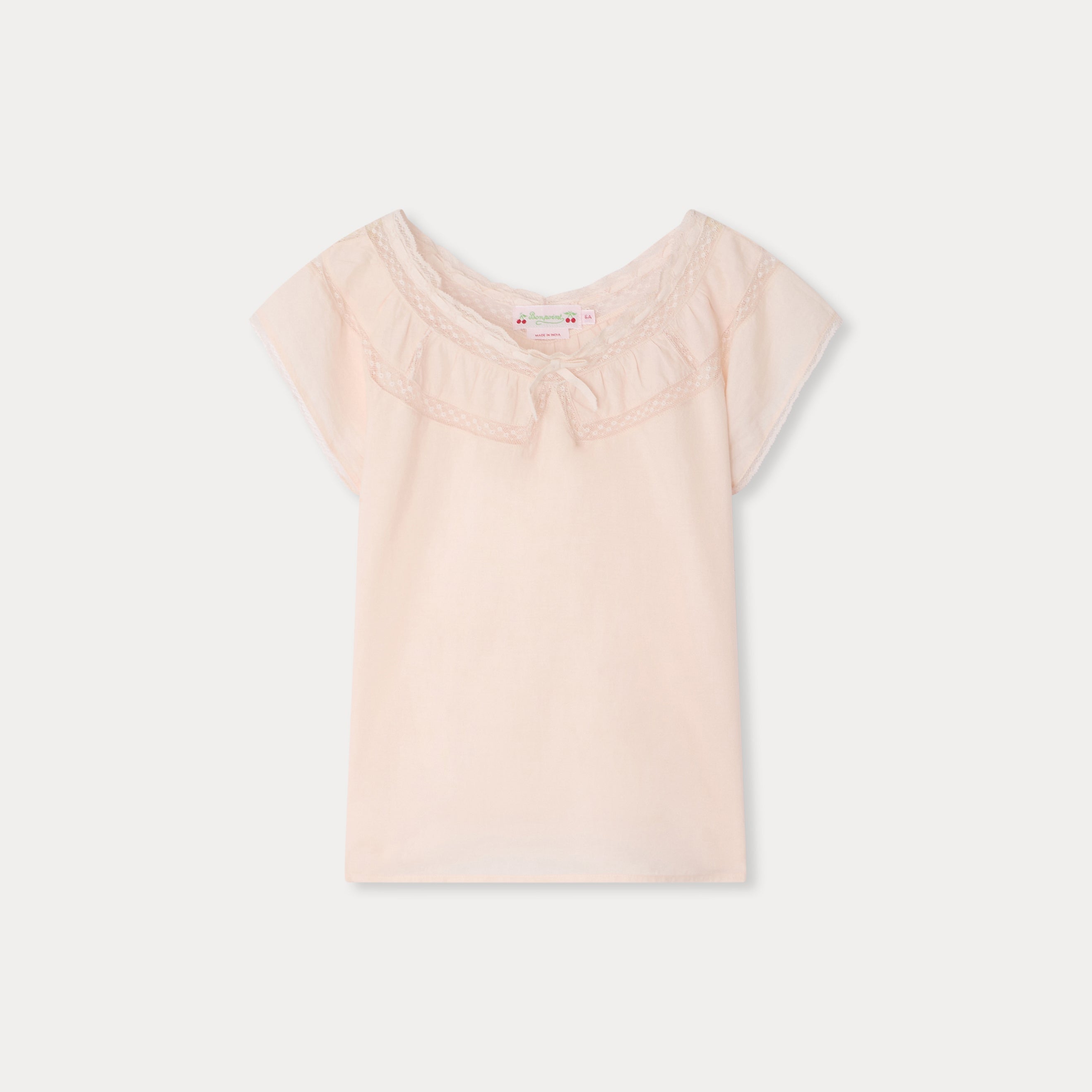 Girls Rose Pink Ruffled Cotton Blouse