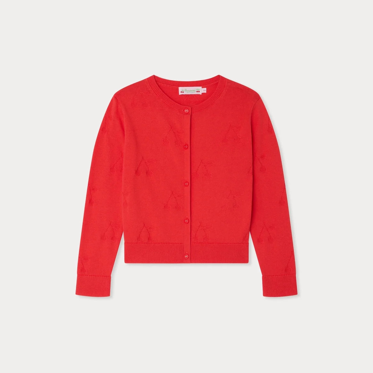 Girls Red Cotton Knit Cardigan