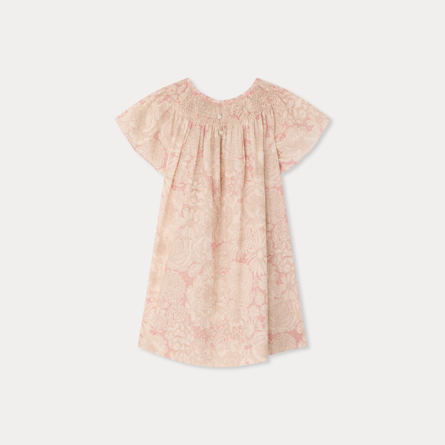 Girls Rose Pink Flower Cotton Dress