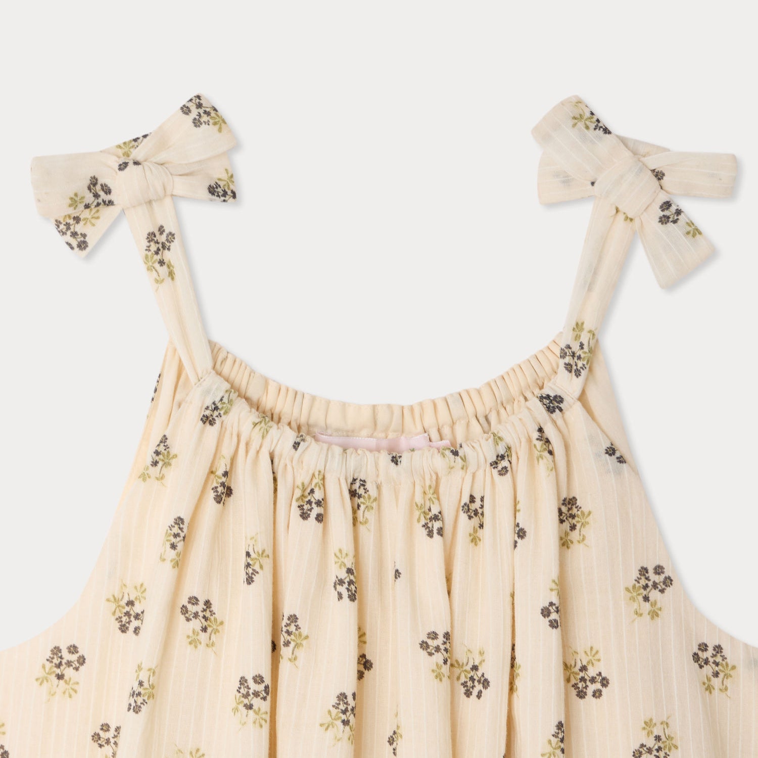 Girls Beige Flower Cotton Dress