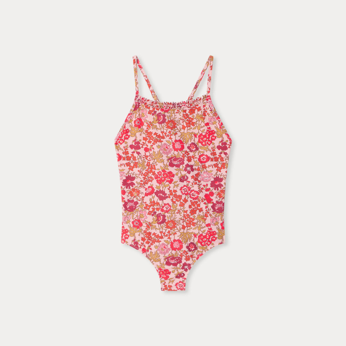 Girls Pink Flower Swimsuit