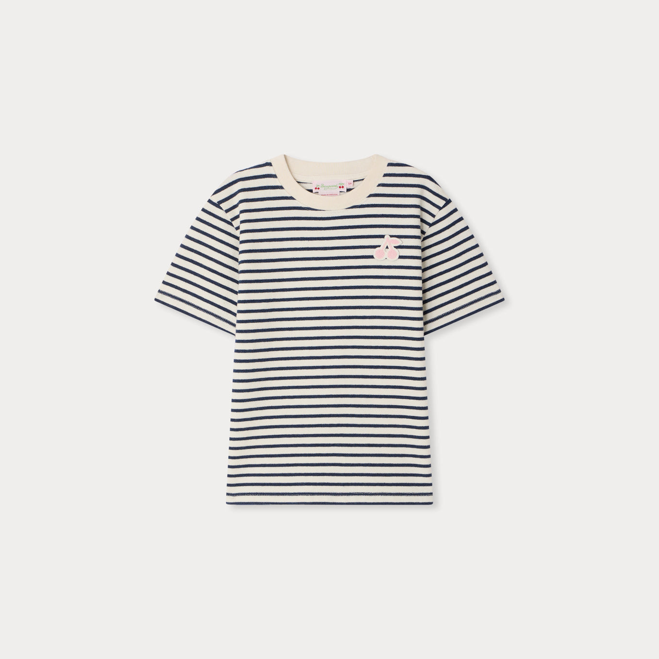 Girls Blue Stripes Cotton T-Shirt