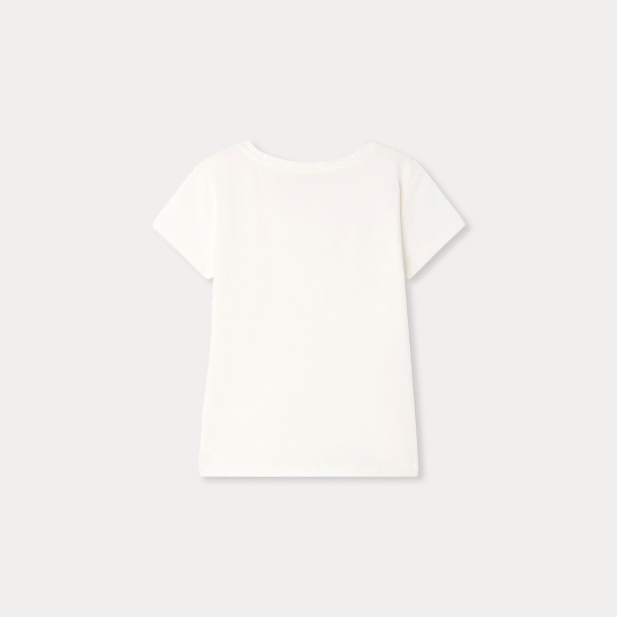 Girls White Sequins Cotton T-Shirt