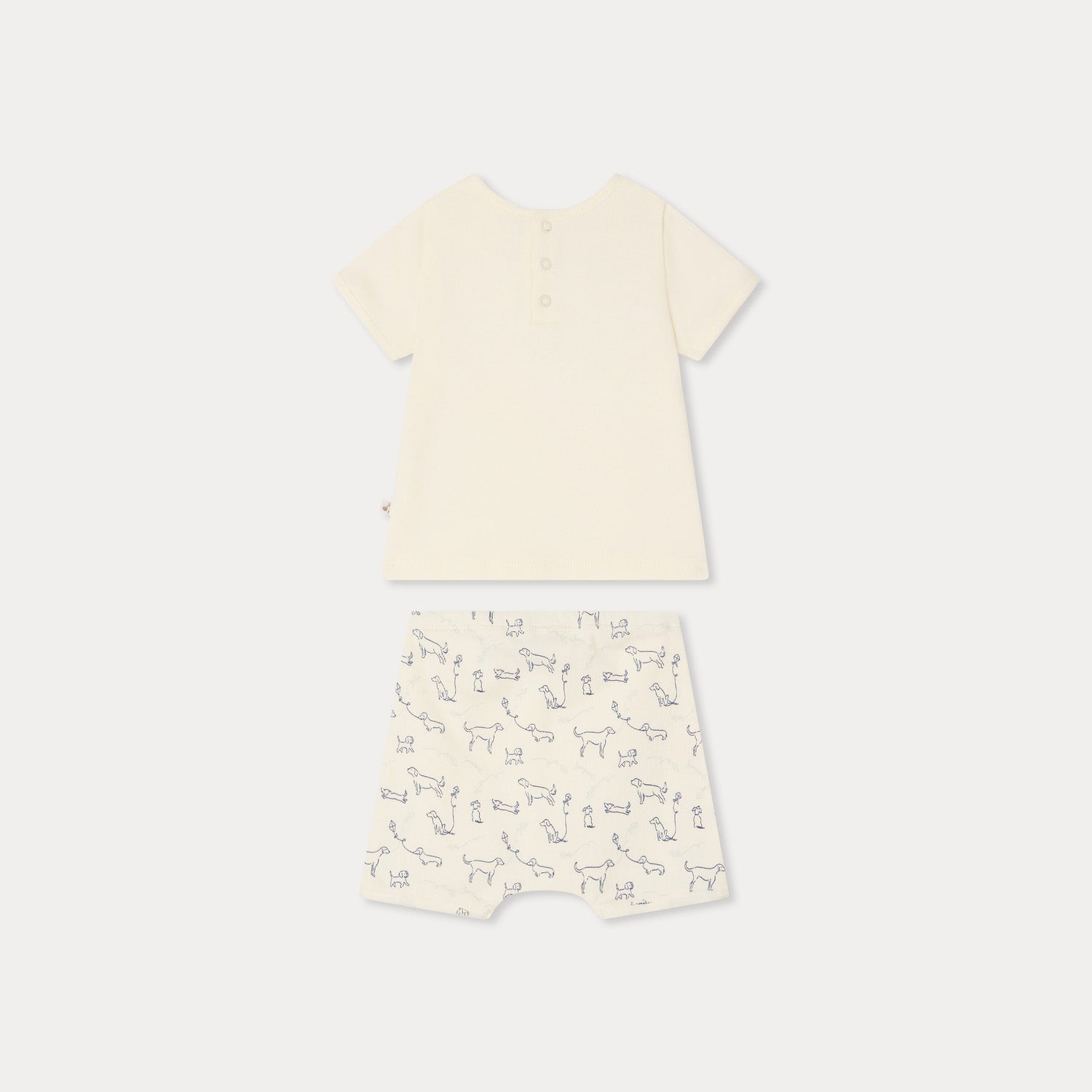 Baby Boys White Puppy Embroidered Cotton Set