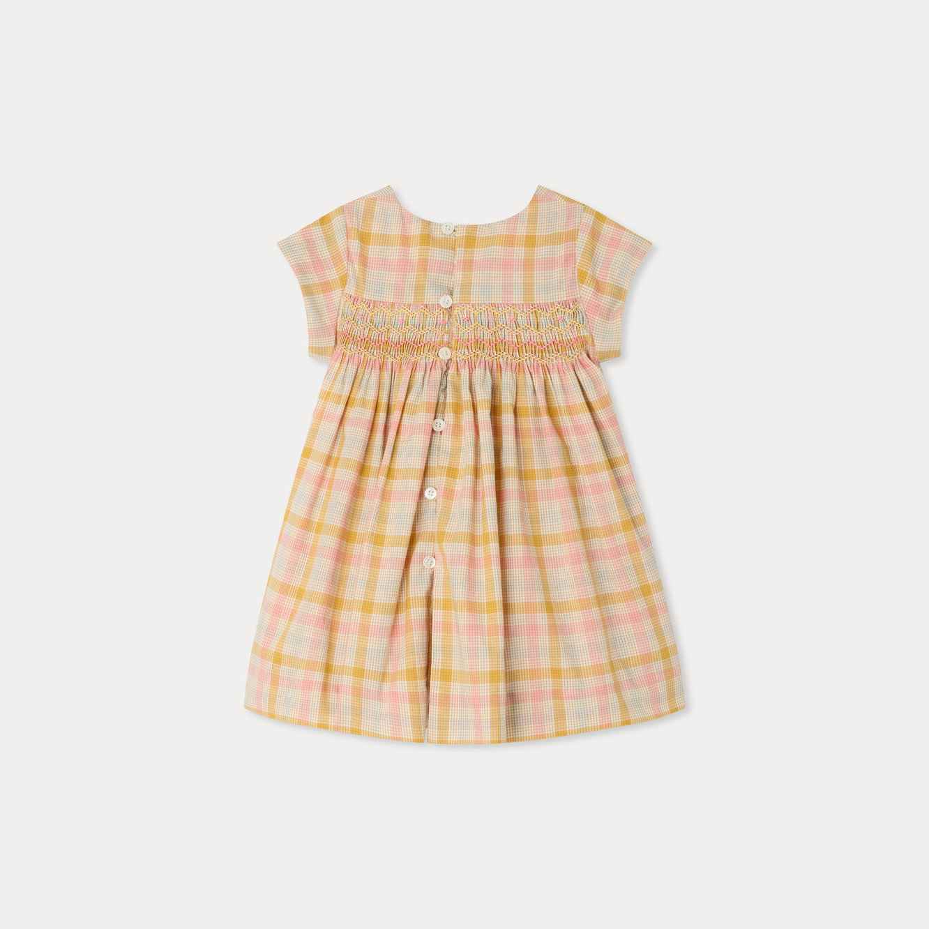 Baby Girls Pink & Yellow Check Cotton Dress