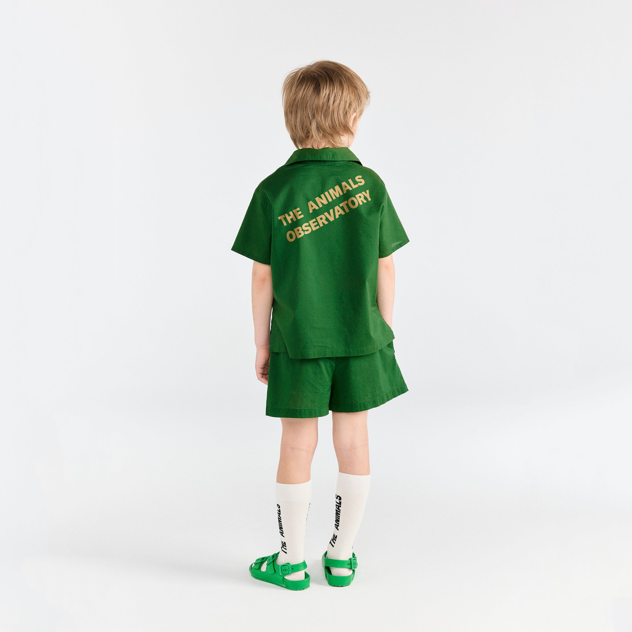 Boys & Girls Dark Green Cotton Shirt