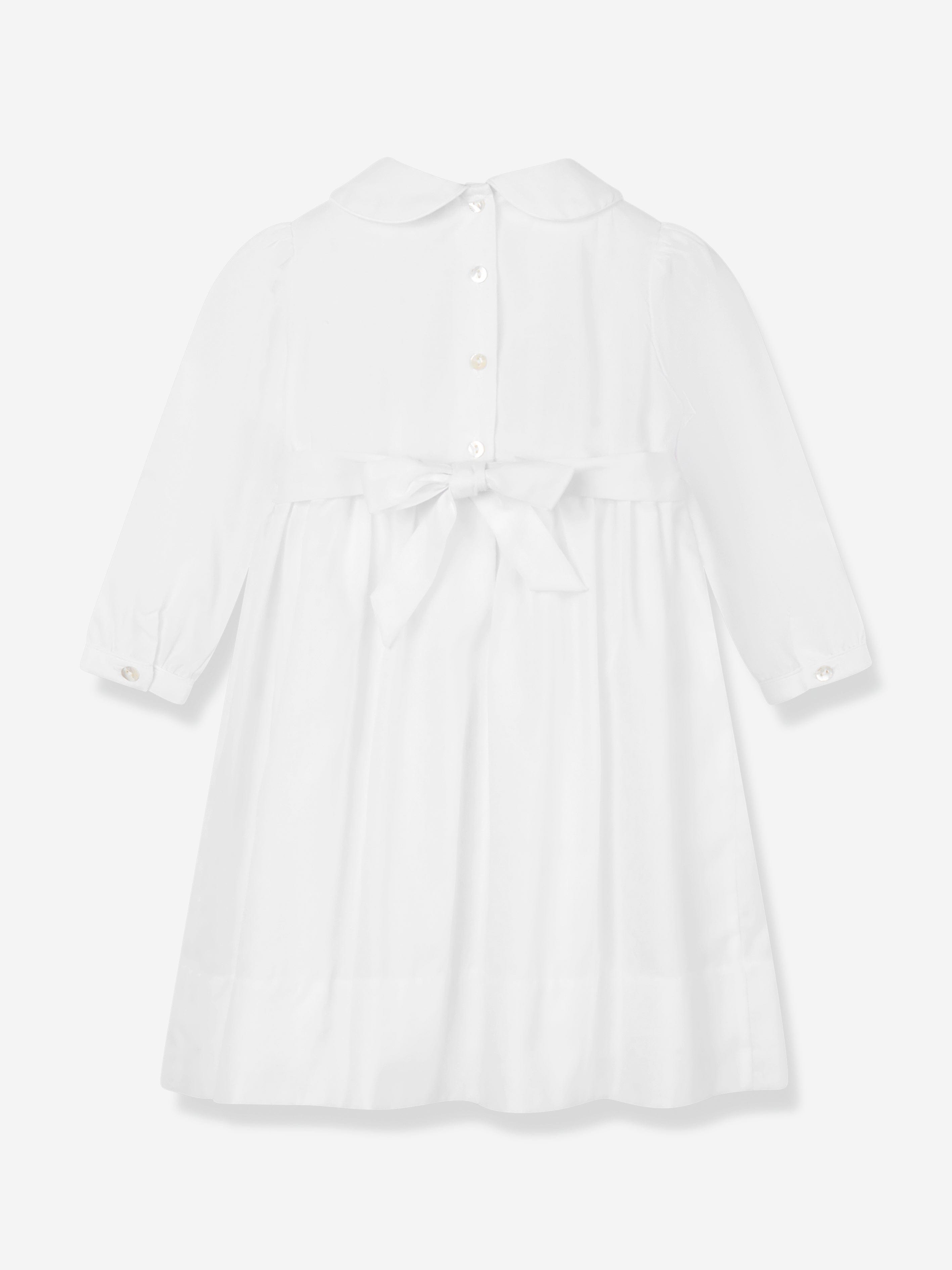 Girls Smocked Dress in White
