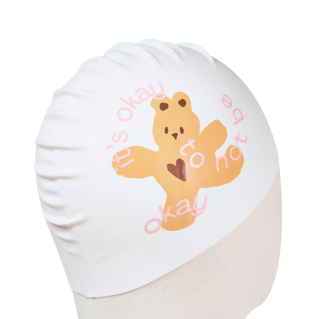 Adult White Printed Silicone Swim Cap