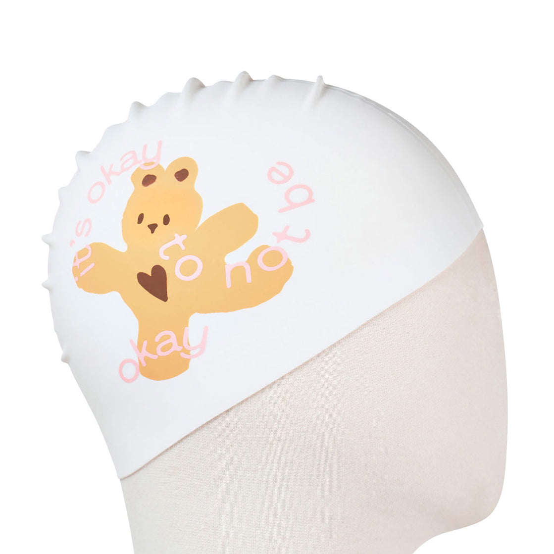 Adult White Printed Silicone Swim Cap