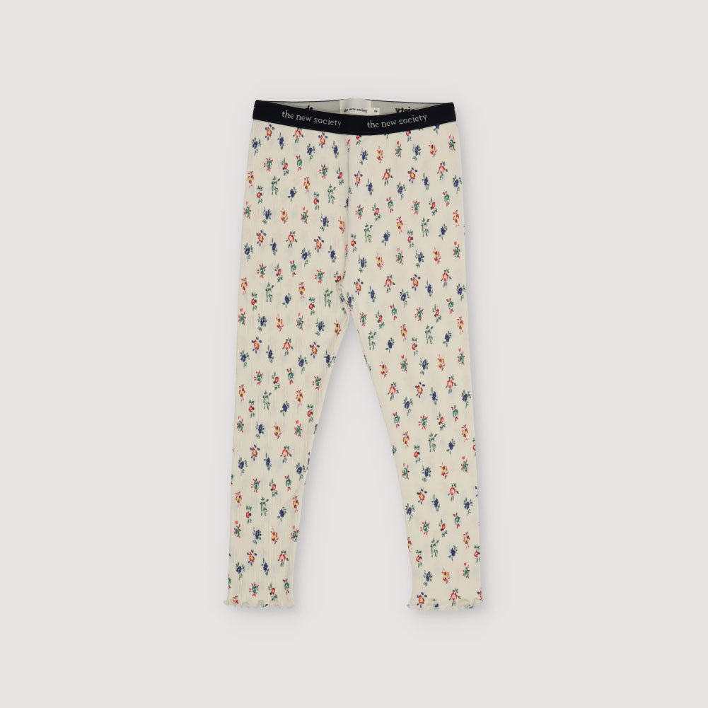 Girls Cream Printed Cotton Leggings