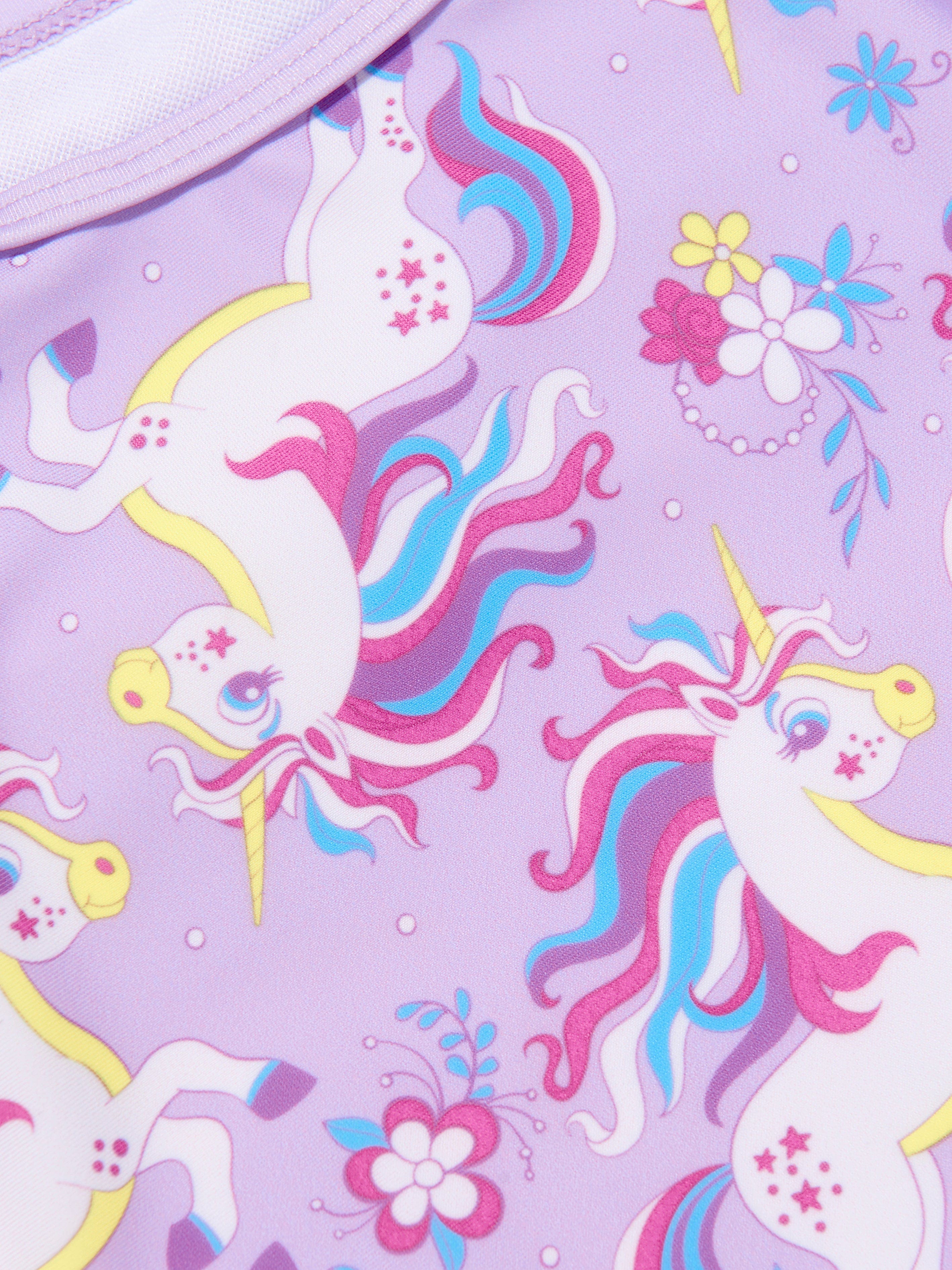 Soli Swim Girls Unicorn Frill Swimsuit (UPF50+) in Purple