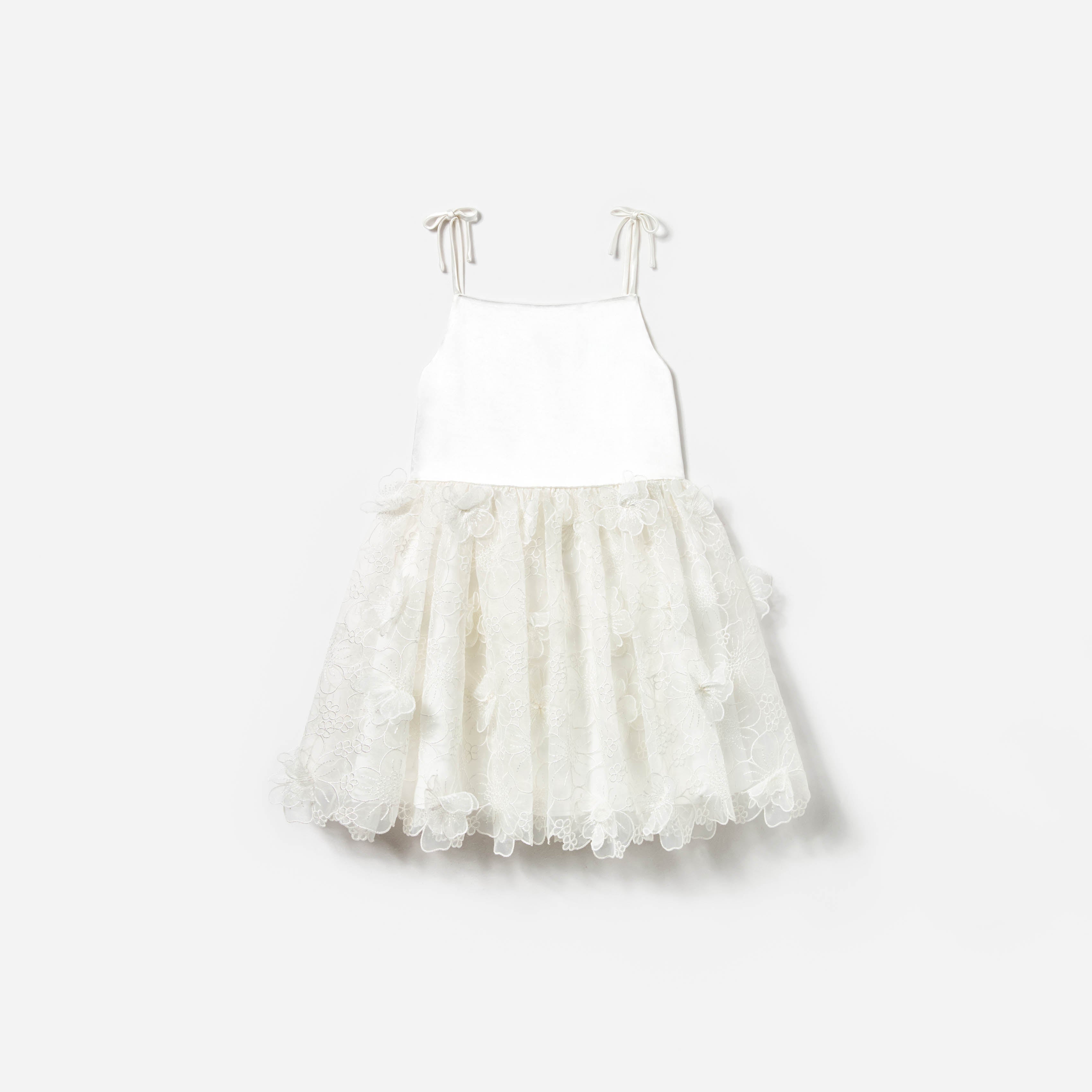 Girls White Embroidered Cotton Dress