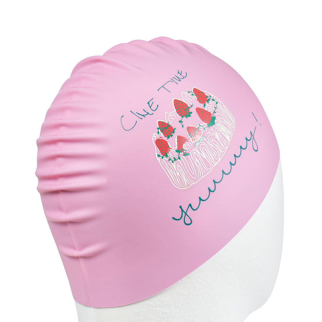 Adult Pink Cake Silicone Swim Cap