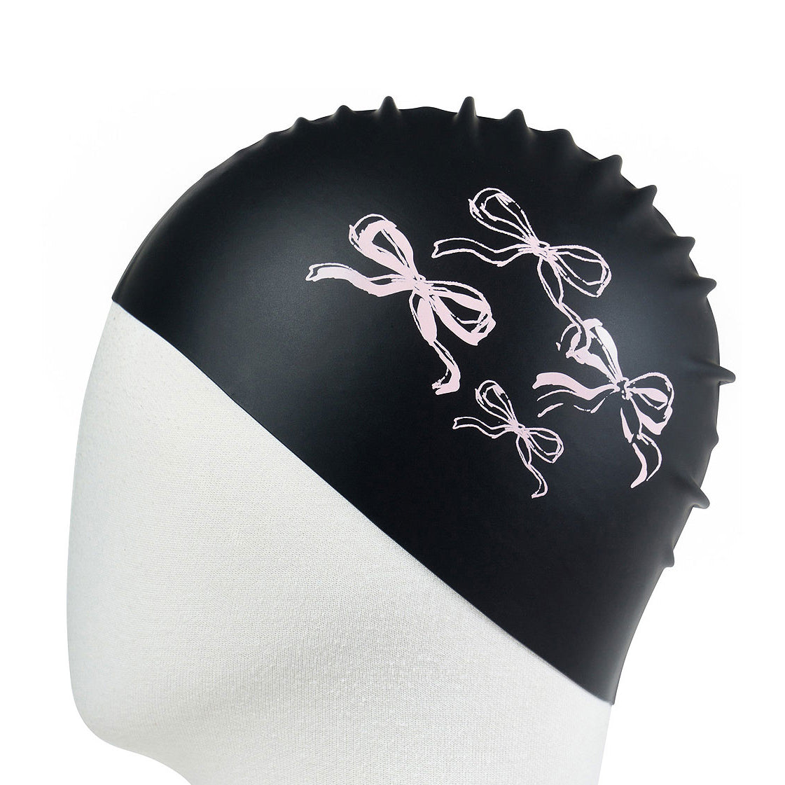 Adult Black Bow Silicone Swim Cap