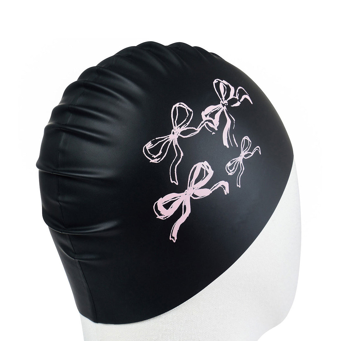 Adult Black Bow Silicone Swim Cap