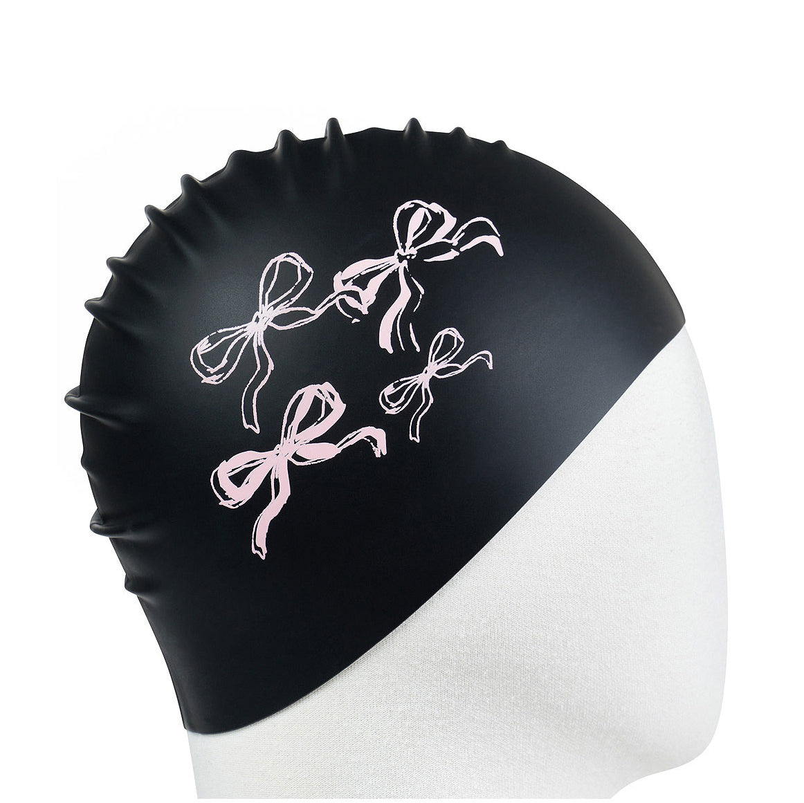 Adult Black Bow Silicone Swim Cap