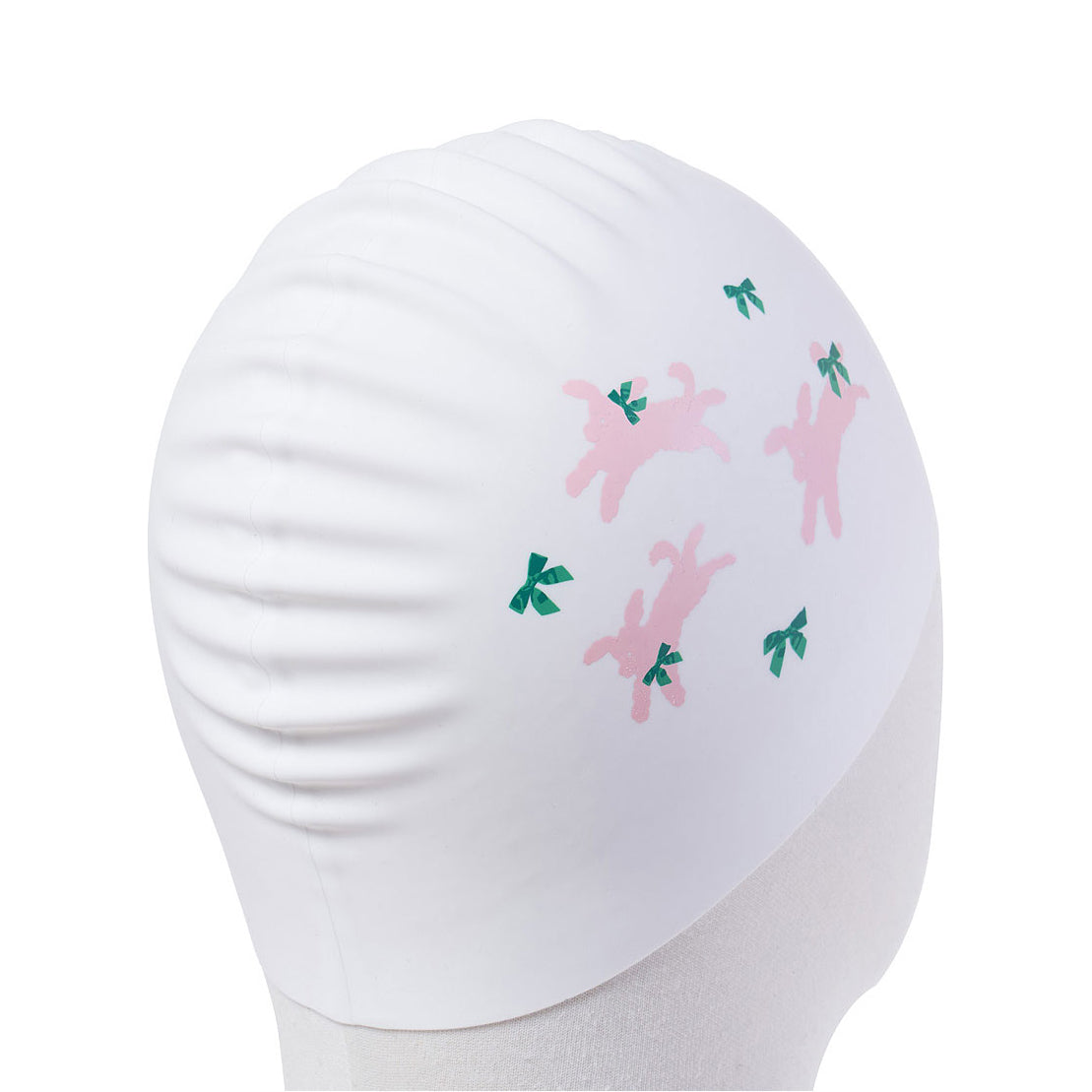 Adult White Printed Silicone Swim Cap