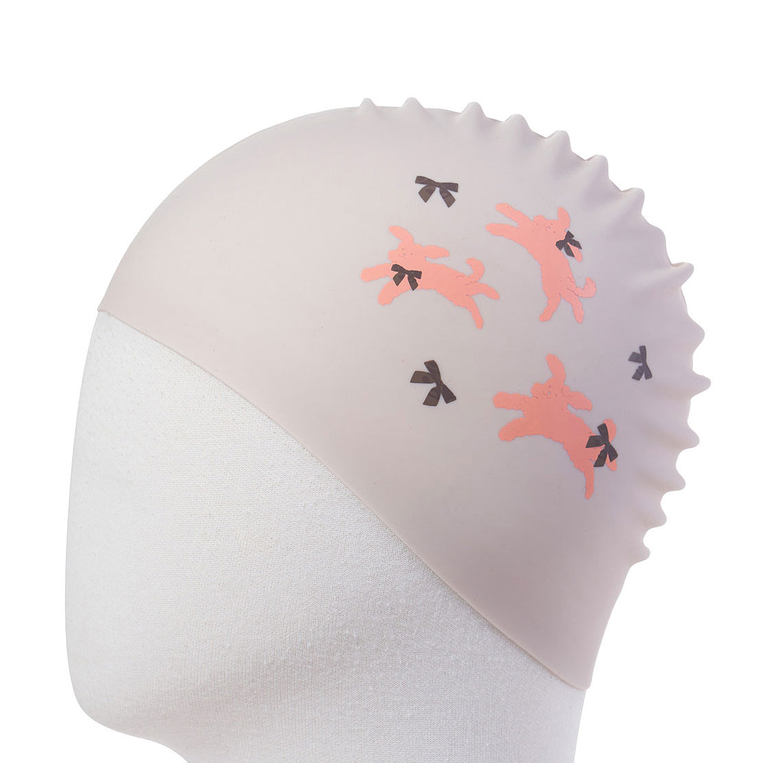 Adult Beige Printed Silicone Swim Cap