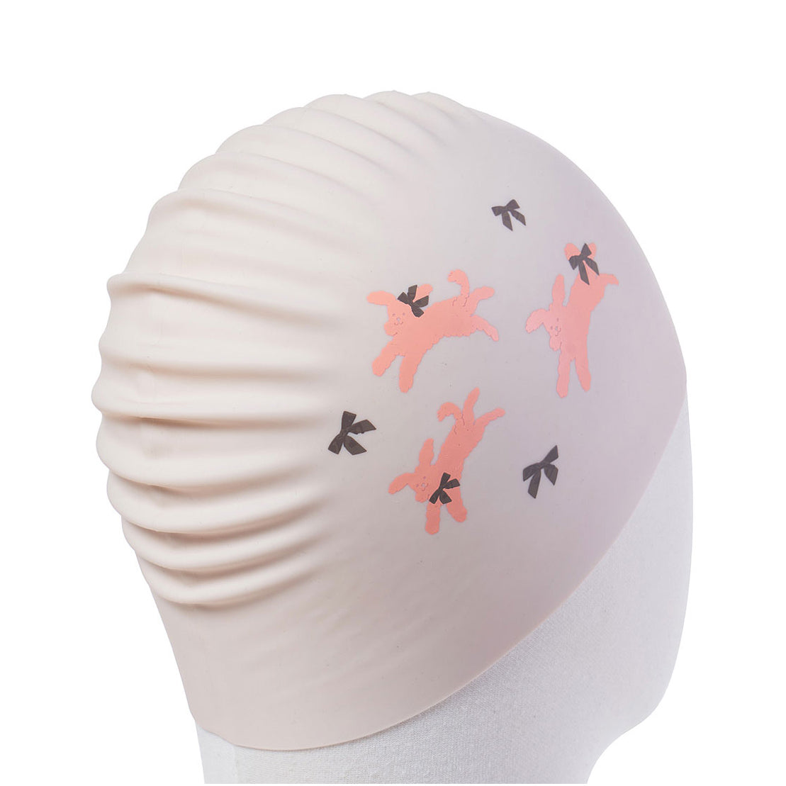 Adult Beige Printed Silicone Swim Cap