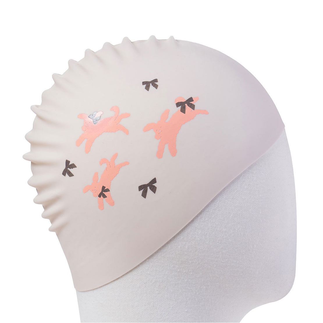 Adult Beige Printed Silicone Swim Cap