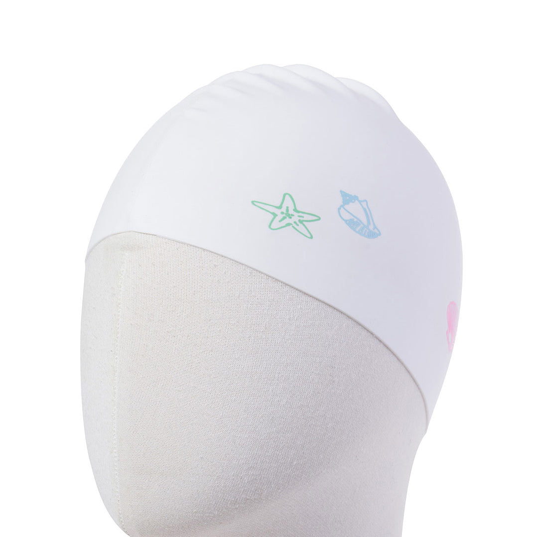 Adult White Printed Silicone Swim Cap