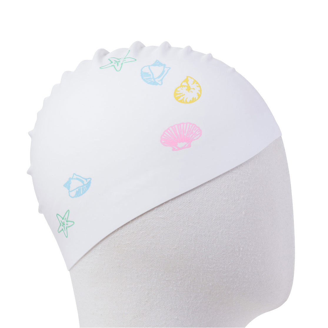 Adult White Printed Silicone Swim Cap