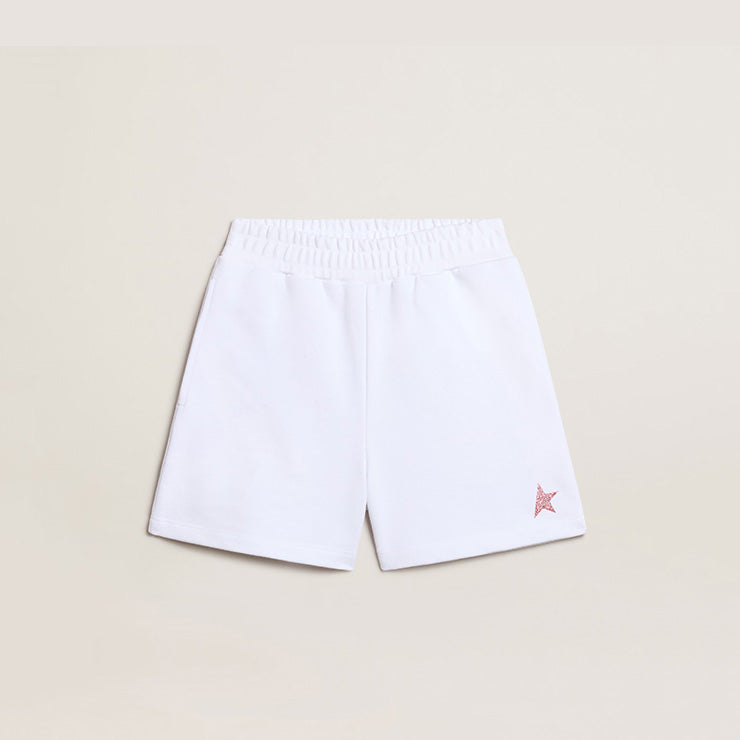 Girls White Cotton Shorts