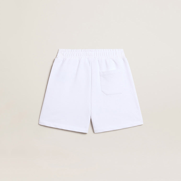 Girls White Cotton Shorts