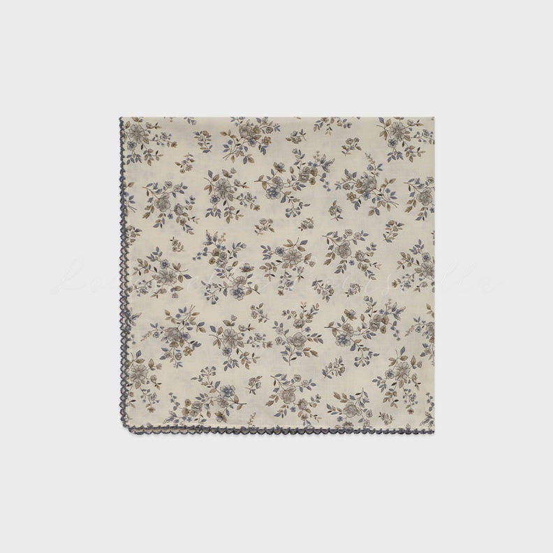 Girls Blue Floral Cotton Scarf