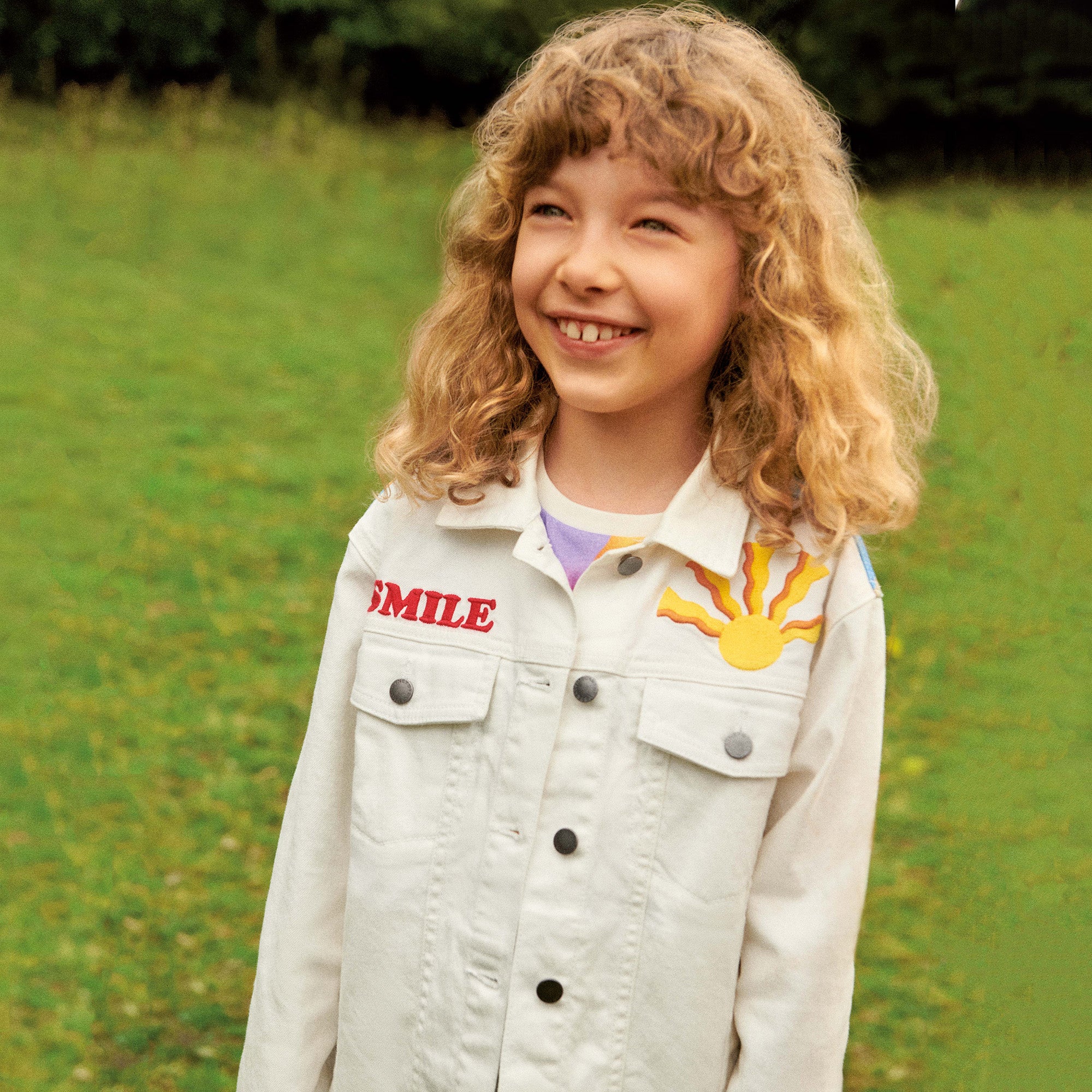 Girls White Embroidered Cotton Jacket