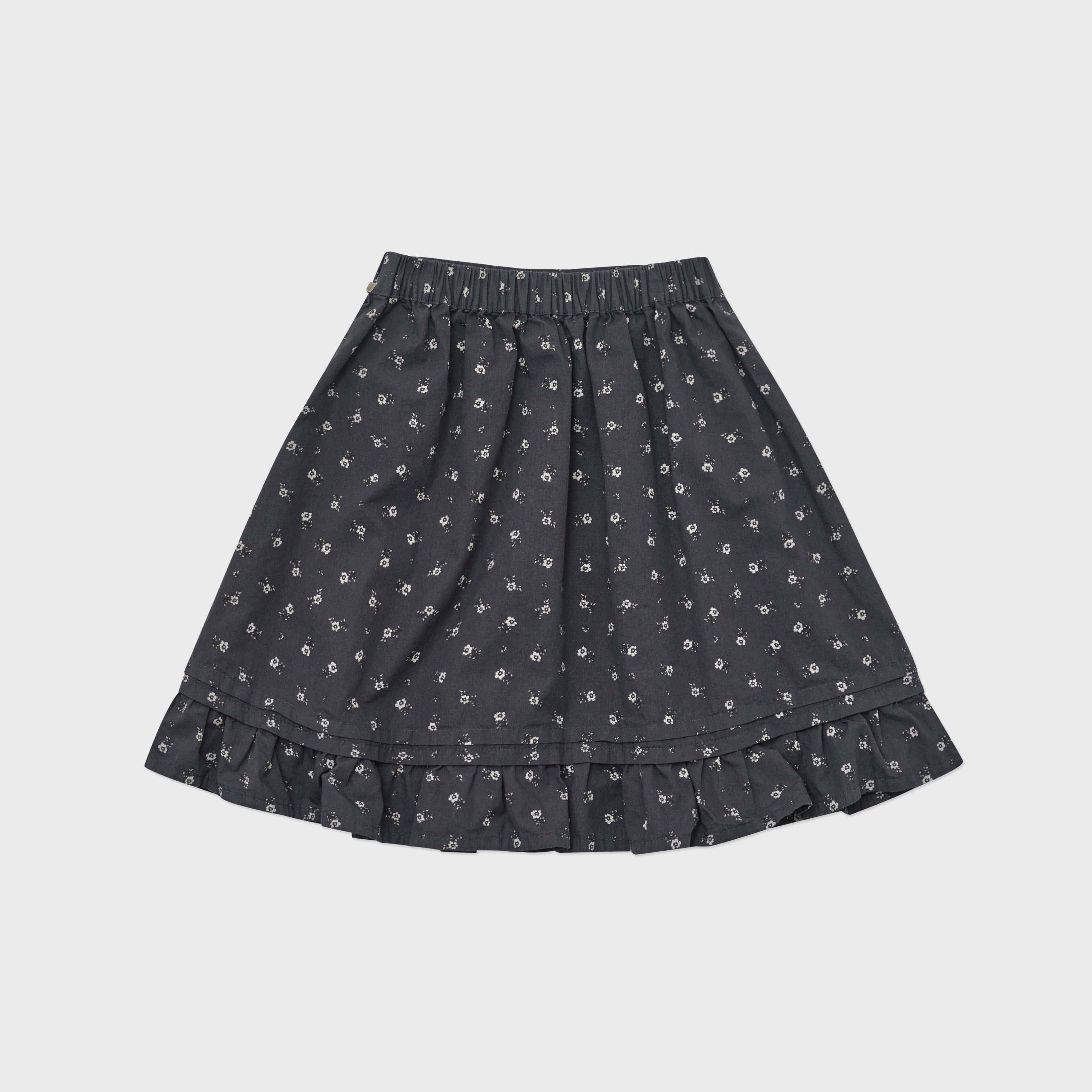 Girls Charcoal Floral Cotton Skirt