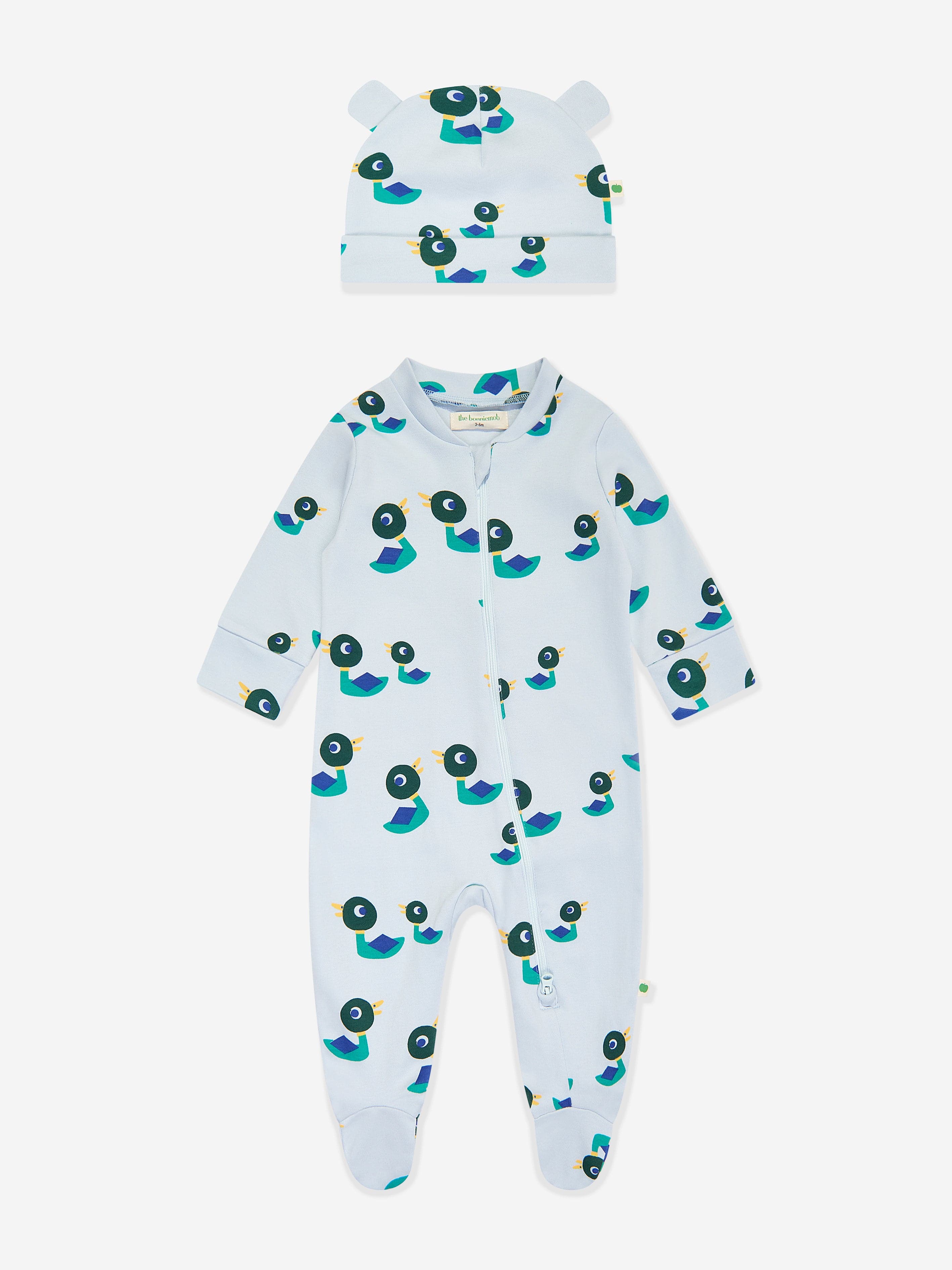 Baby Boys Ducks Babygrow and Hat Set in Blue
