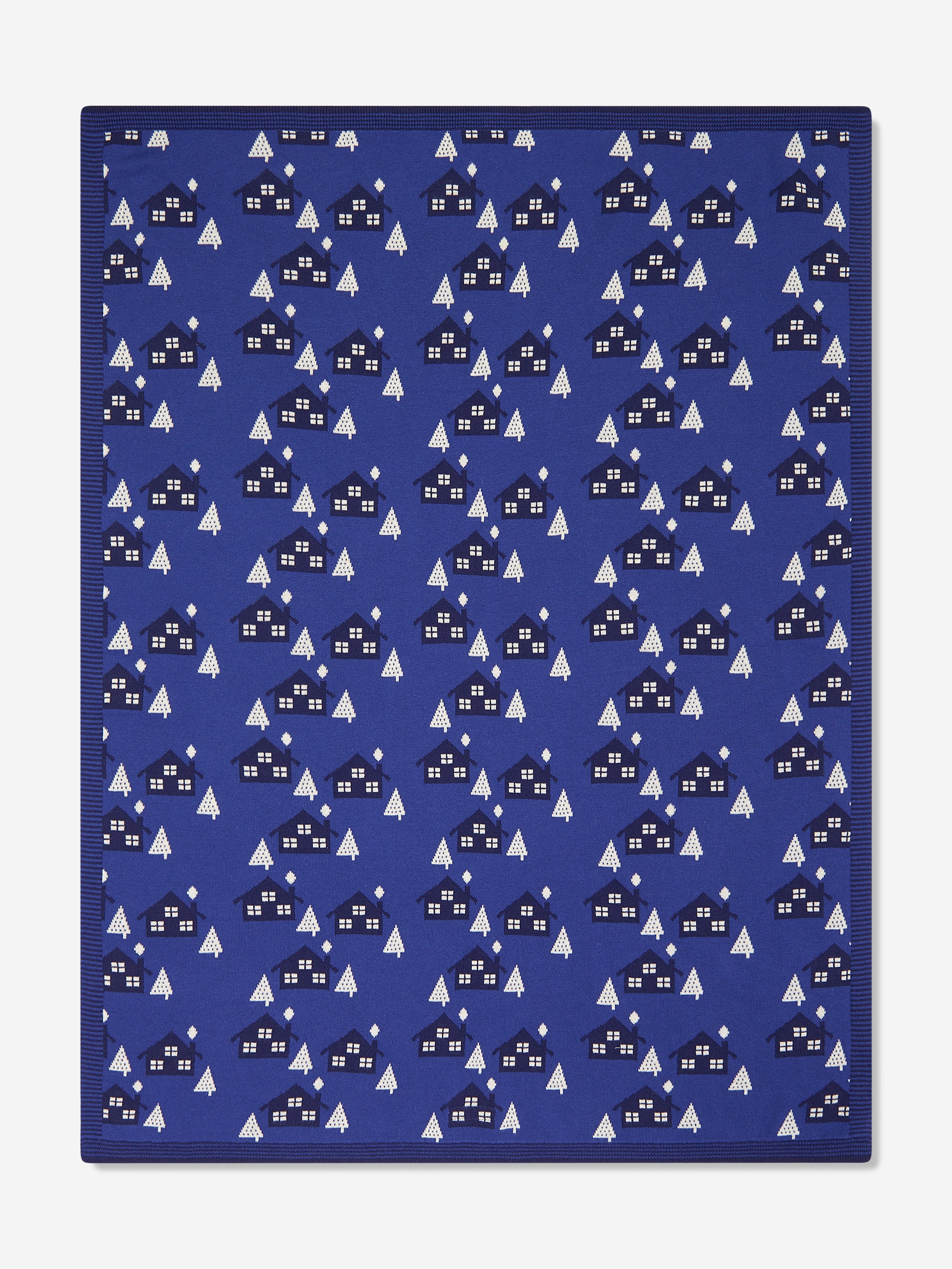 Baby Boys Fawn Cabin Knit Shawl in Blue