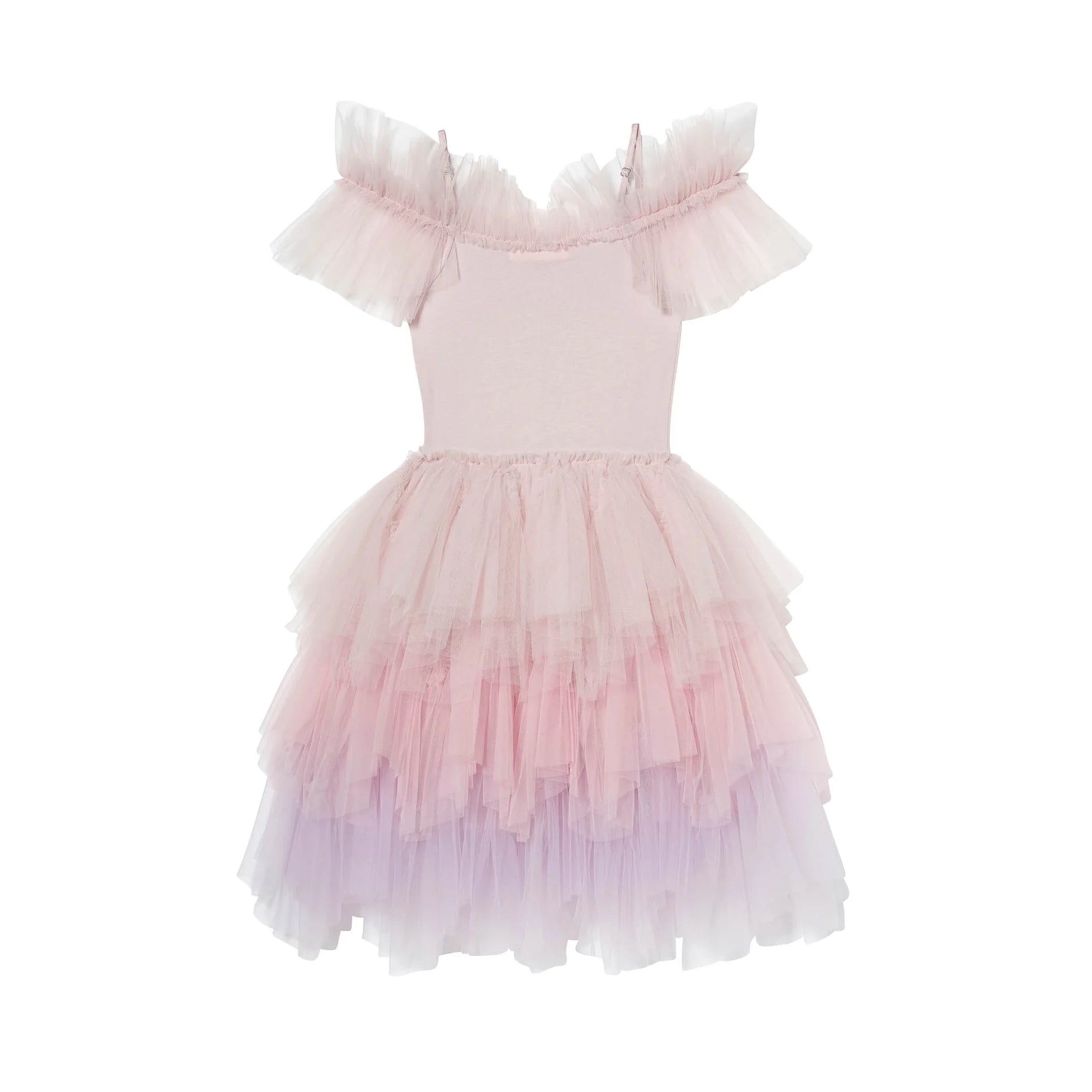 Girls Pink & Light Purple Gems Bow Tutu Dress