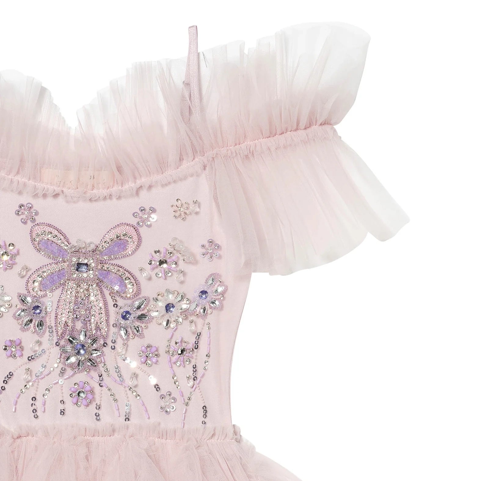 Girls Pink & Light Purple Gems Bow Tutu Dress