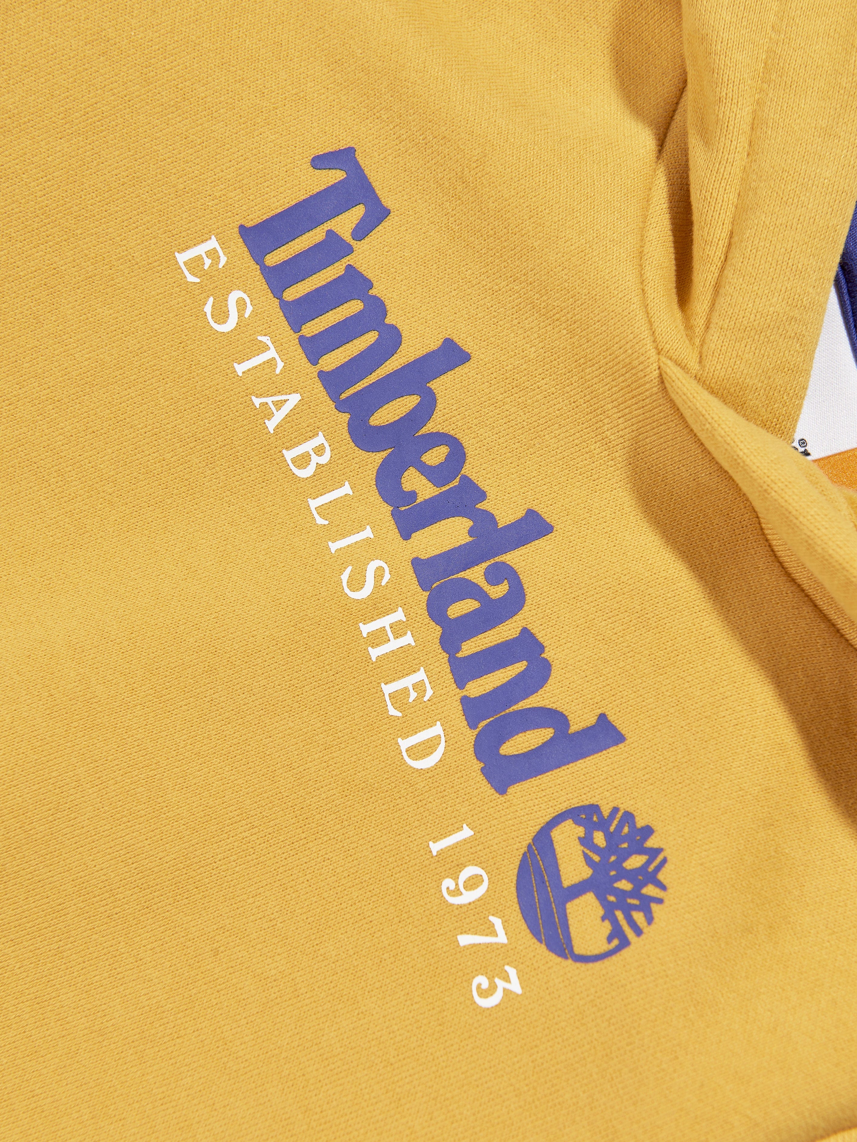 Timberland Boys Logo Print Hoodie in Yellow