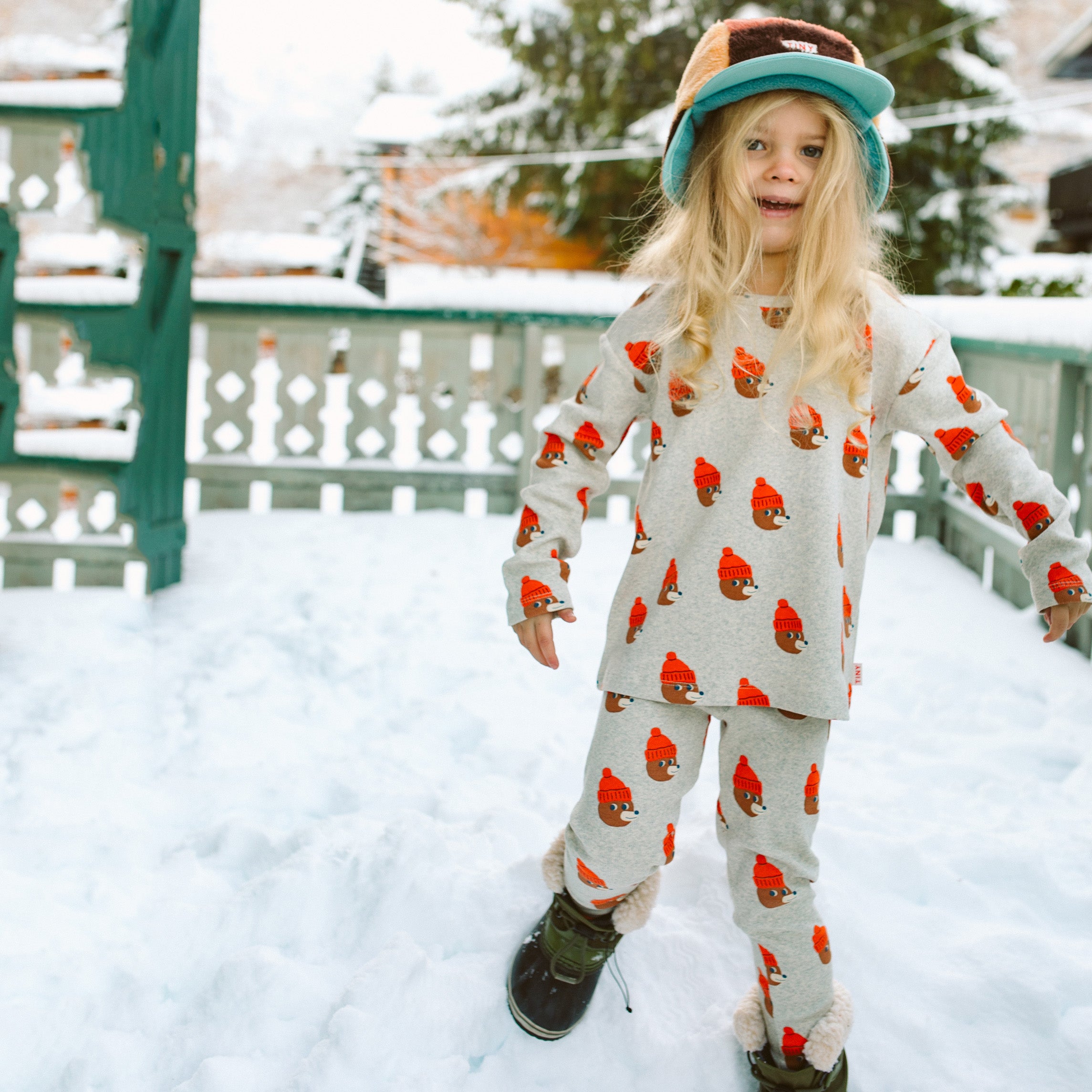 Boys & Girls Grey Printed Cotton Leggings