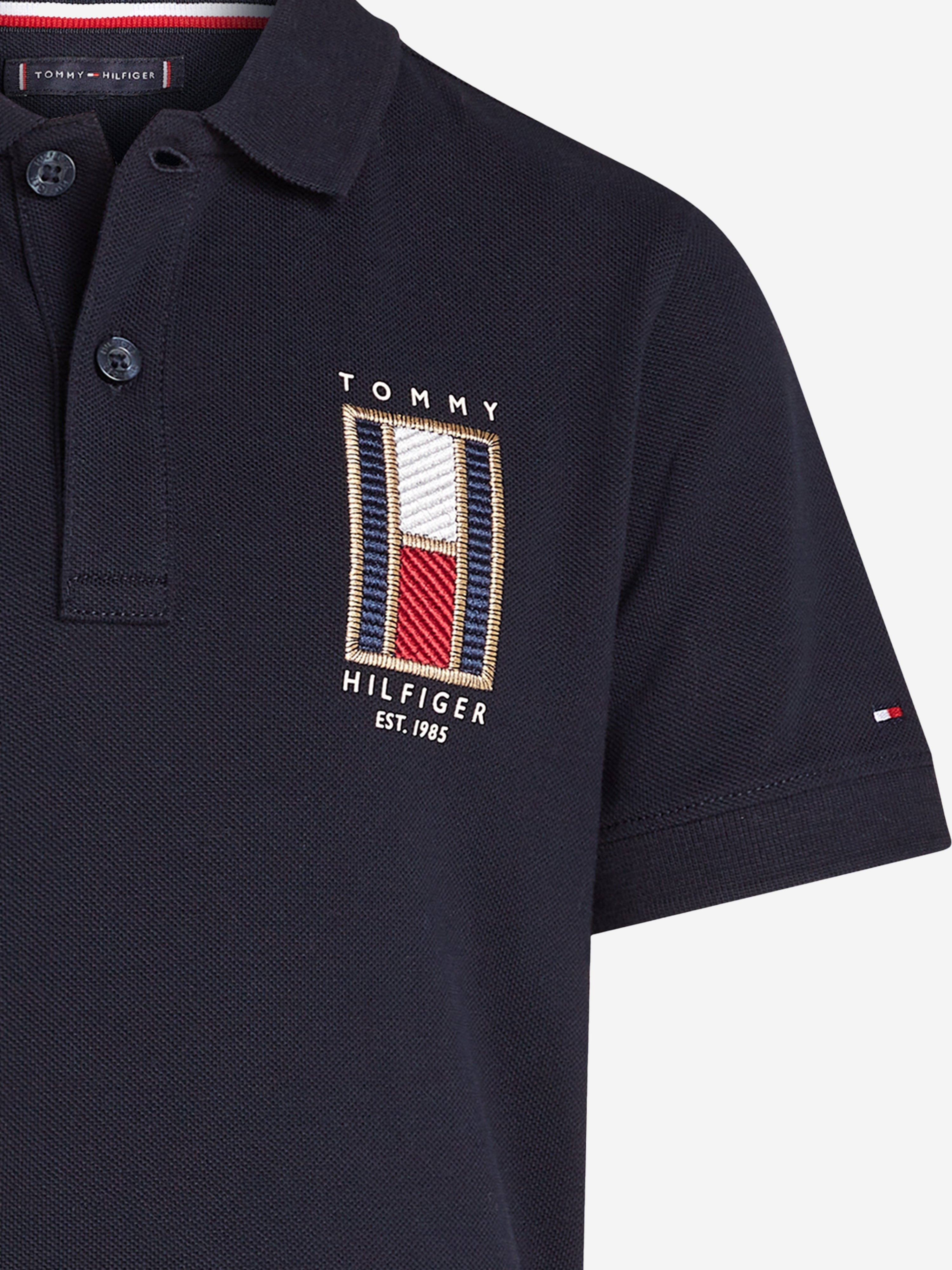 Tommy Hilfiger Boys Vertical Flag Regular Polo Shirt in Navy