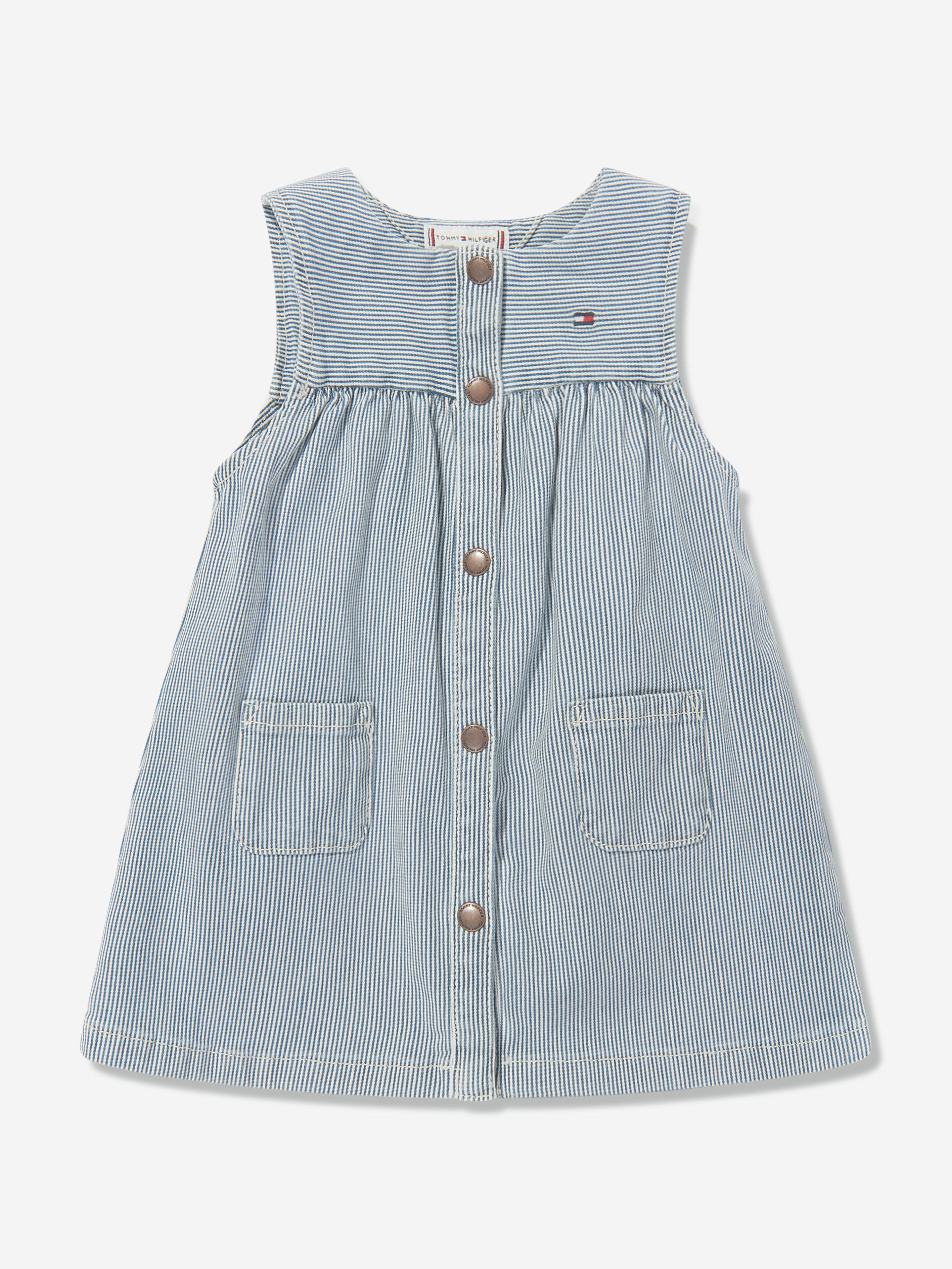 Tommy Hilfiger Baby Girls Denim Striped Dress Set in Blue