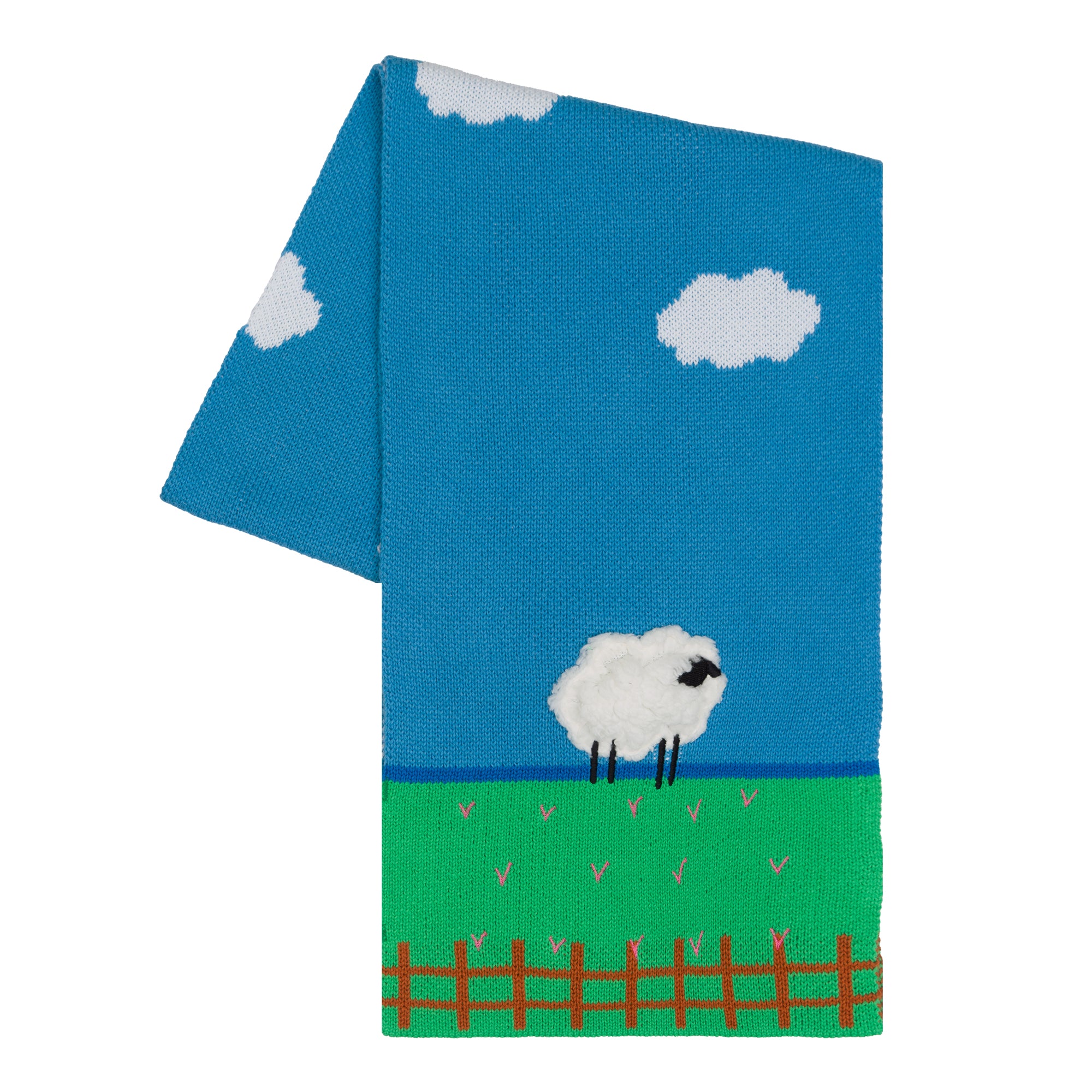 Boys & Girls Blue Sheep Scarf