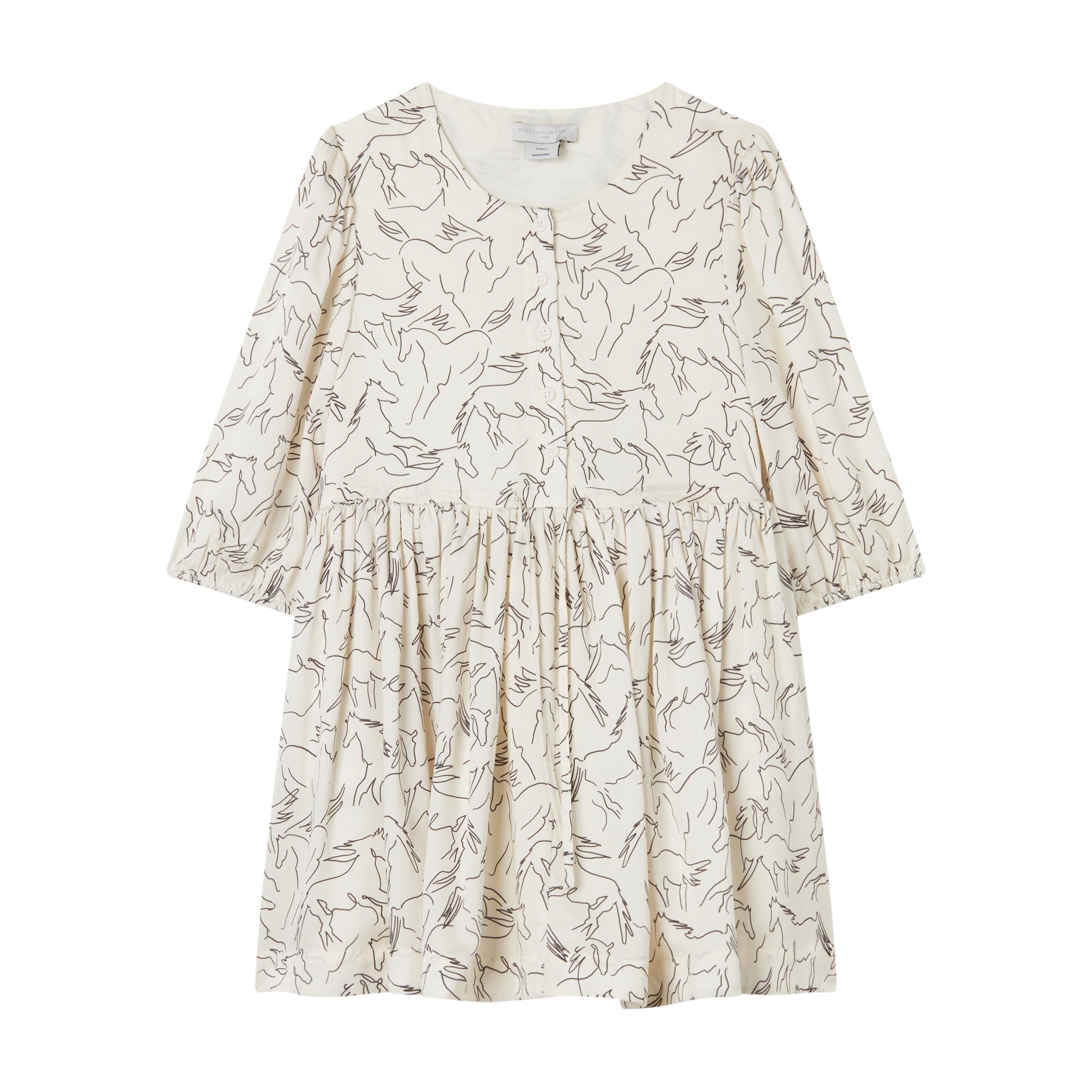 Girls Cream Printed Dress