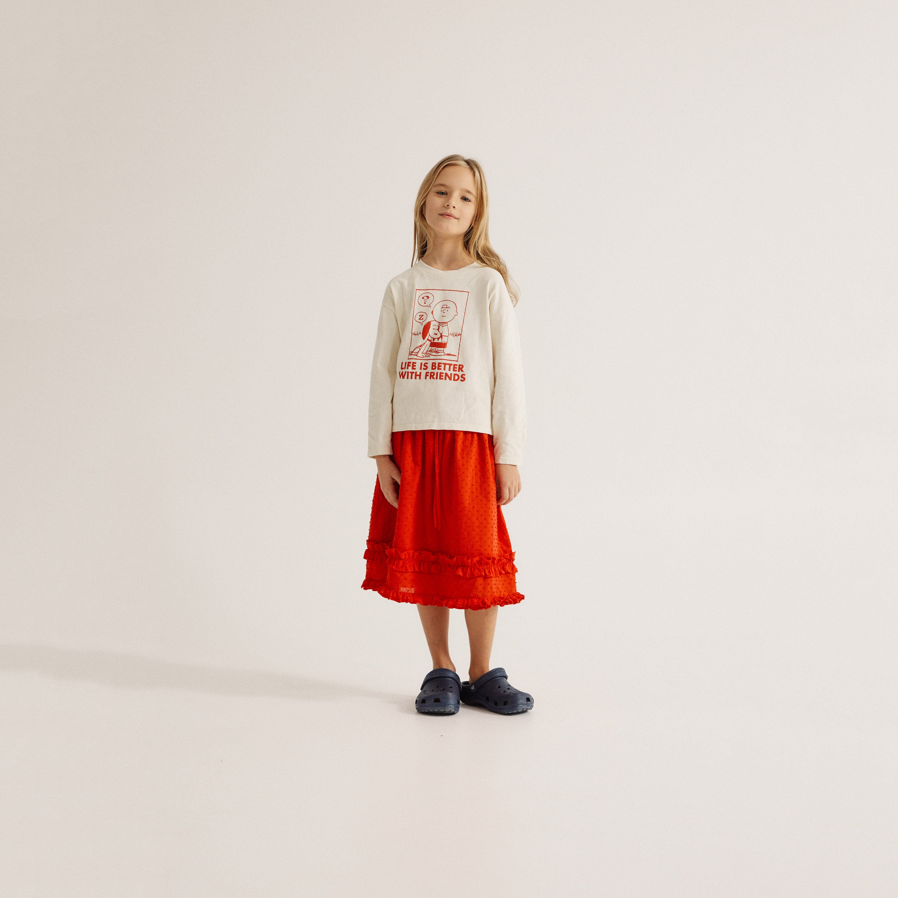 Boys & Girls White Printed Cotton T-Shirt