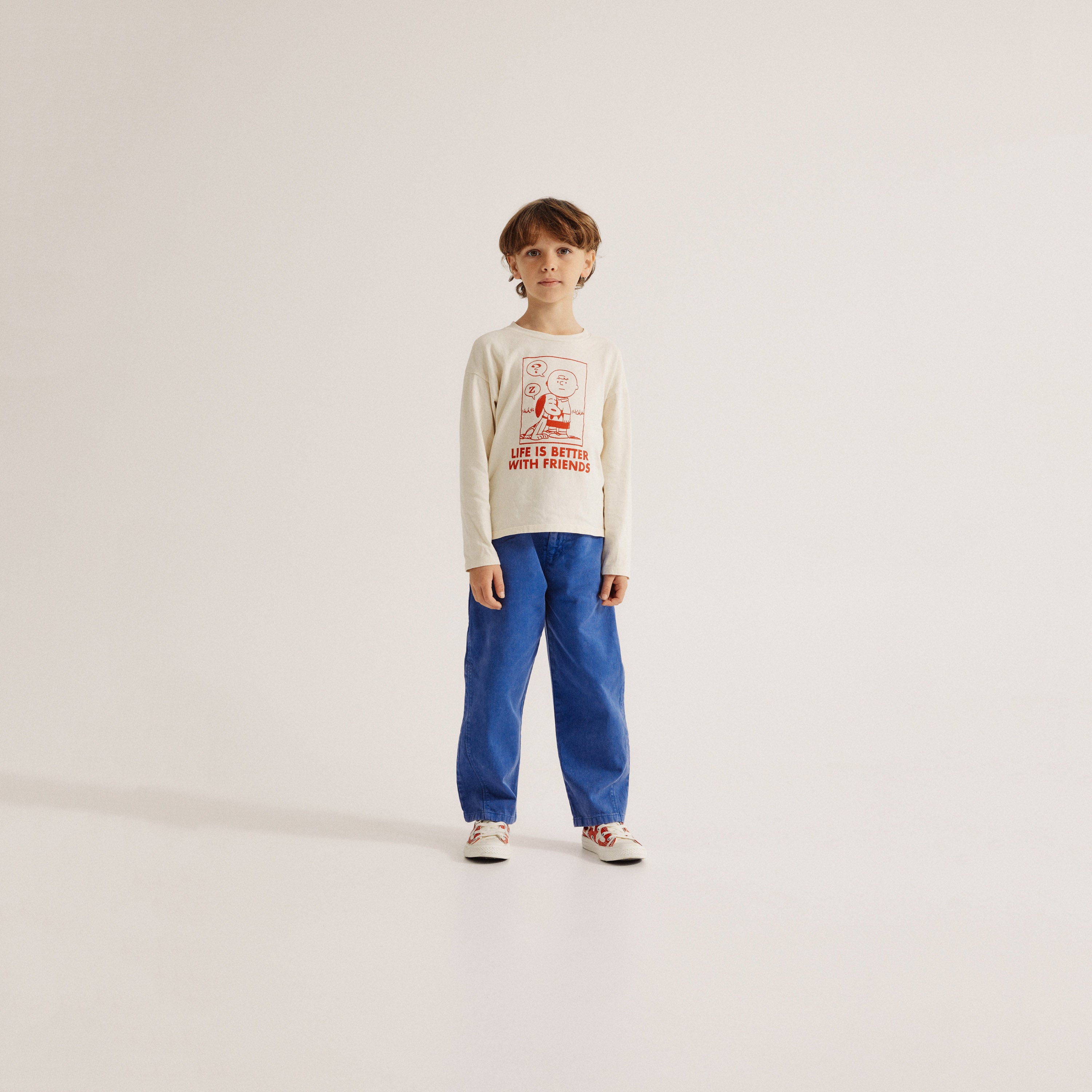 Boys & Girls White Printed Cotton T-Shirt