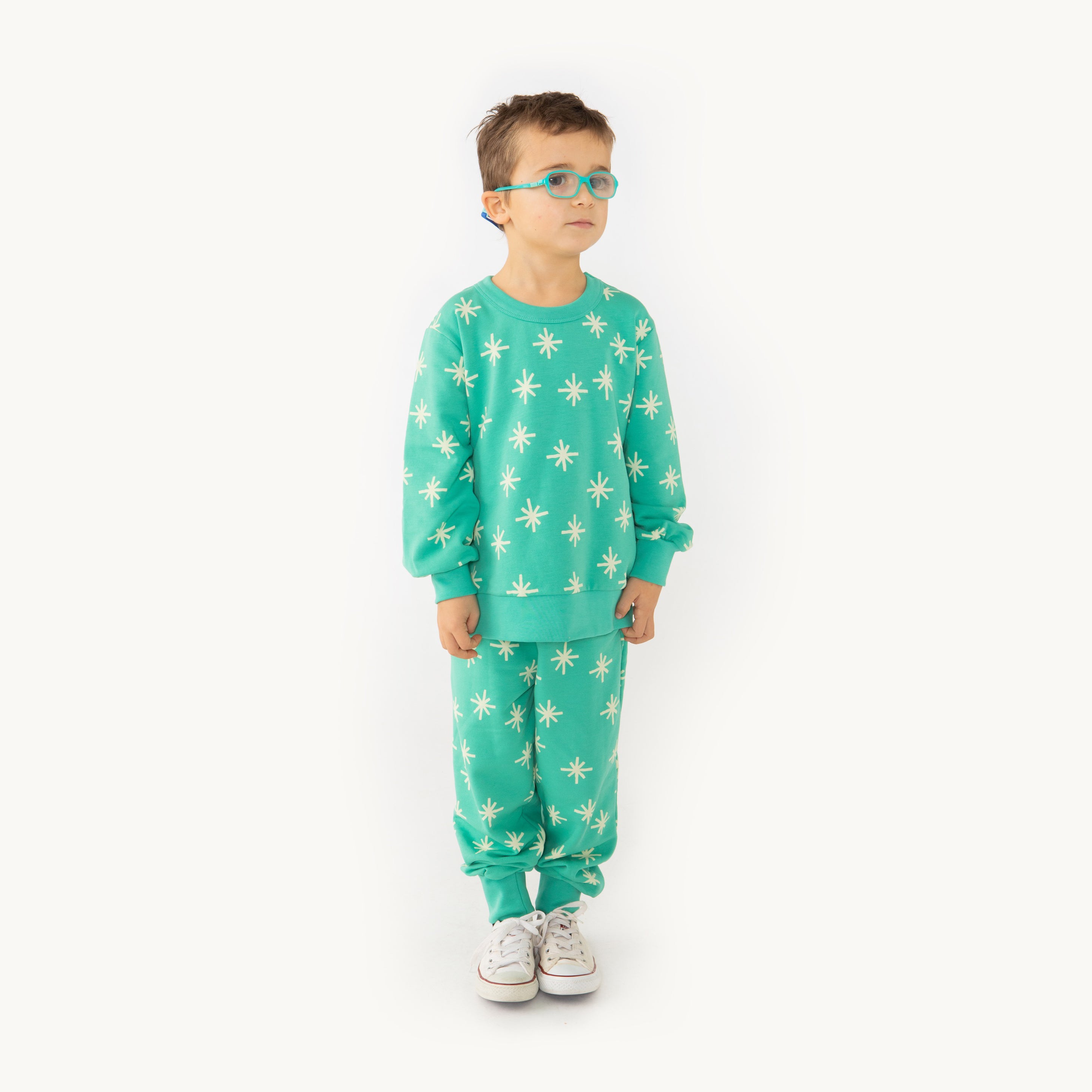 Boys & Girls Green Printed Cotton Trousers