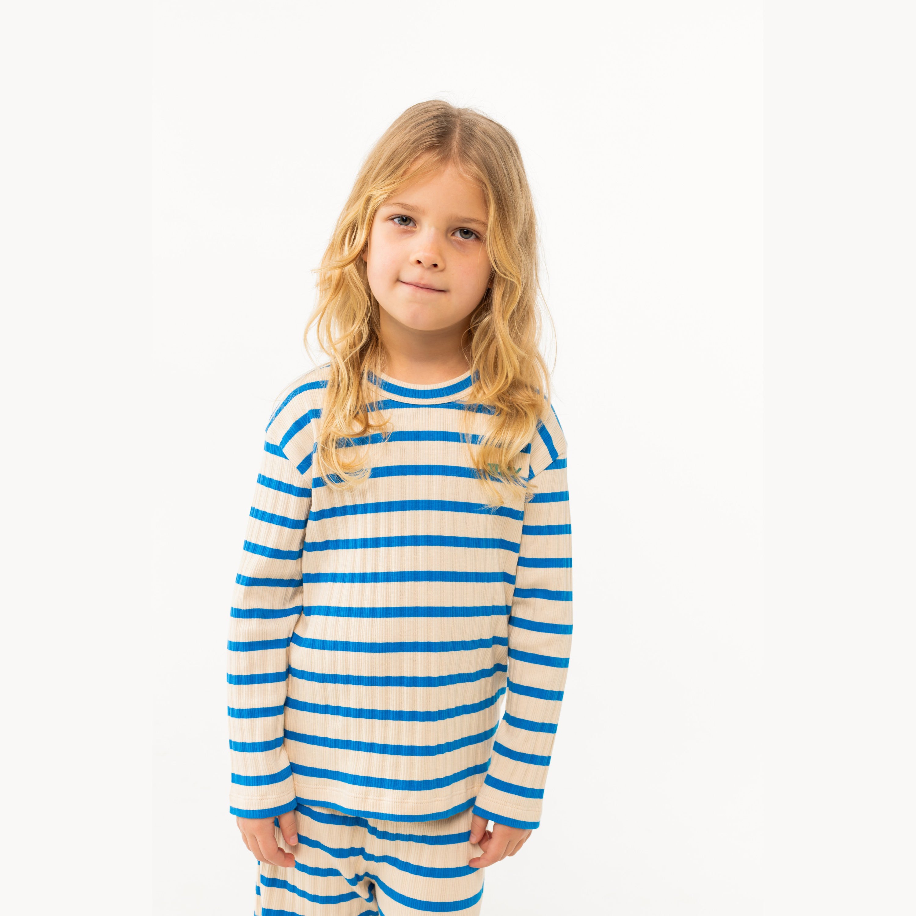 Boys & Girls Blue Stripes Cotton T-Shirt